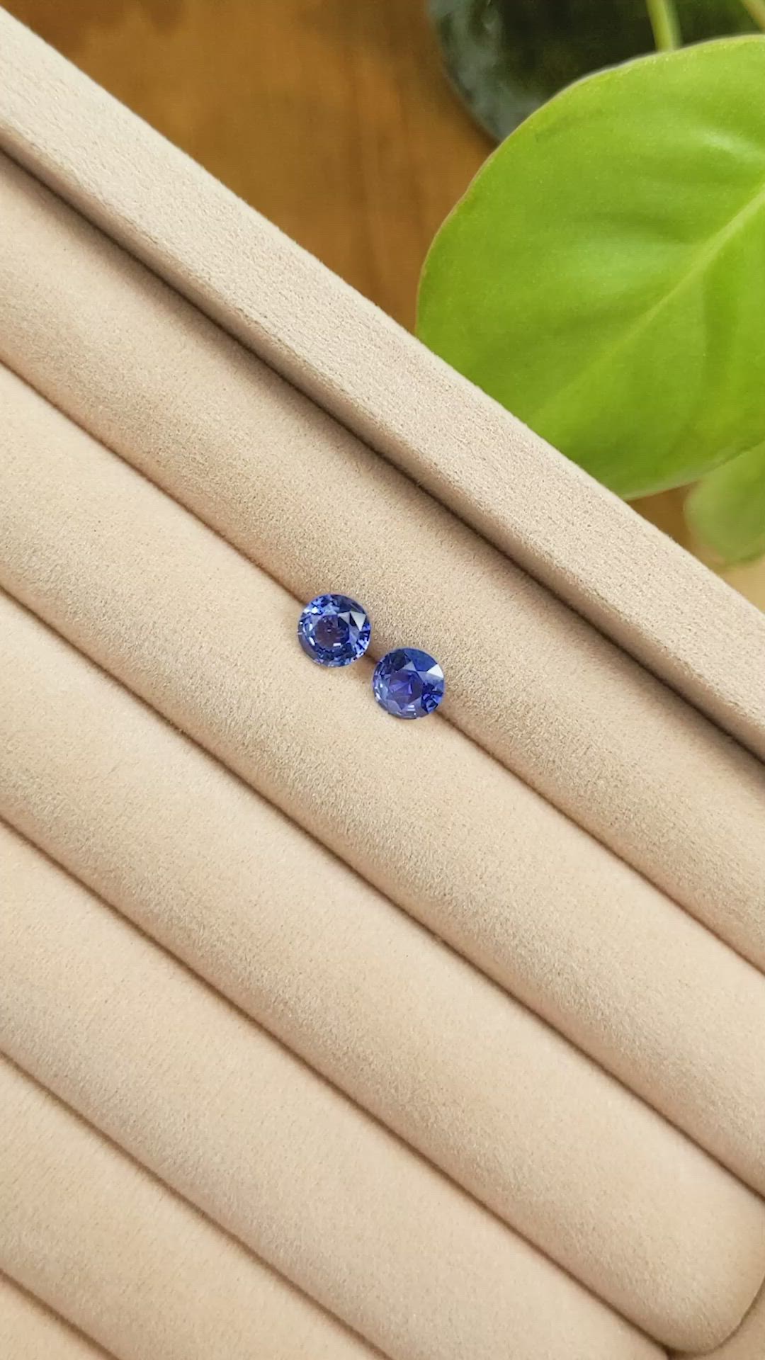 1.96 Ct.Tw.Total Carat Weight Blue Sapphire Pair from Ceylon (Sri Lanka) Size Video