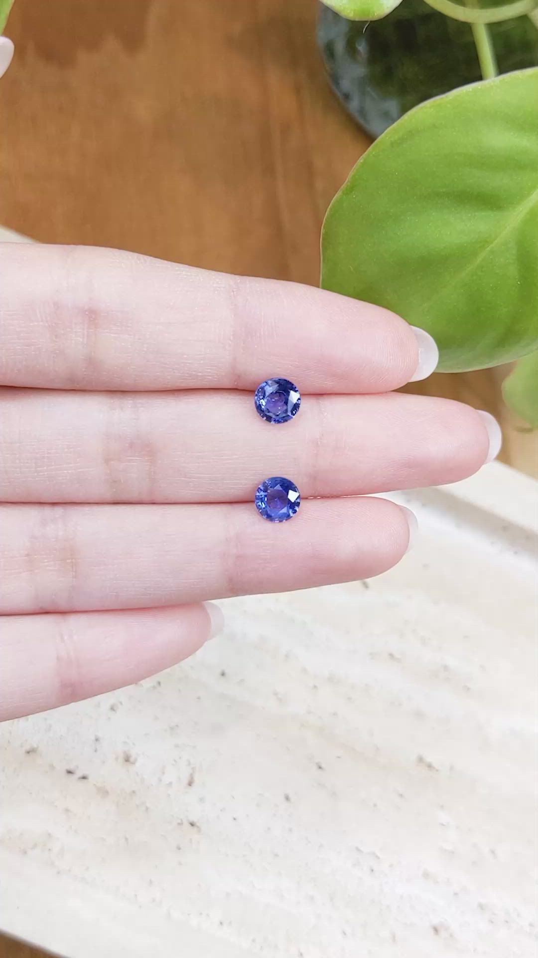 1.96 Ct.Tw.Total Carat Weight Blue Sapphire Pair from Ceylon (Sri Lanka) Size Video