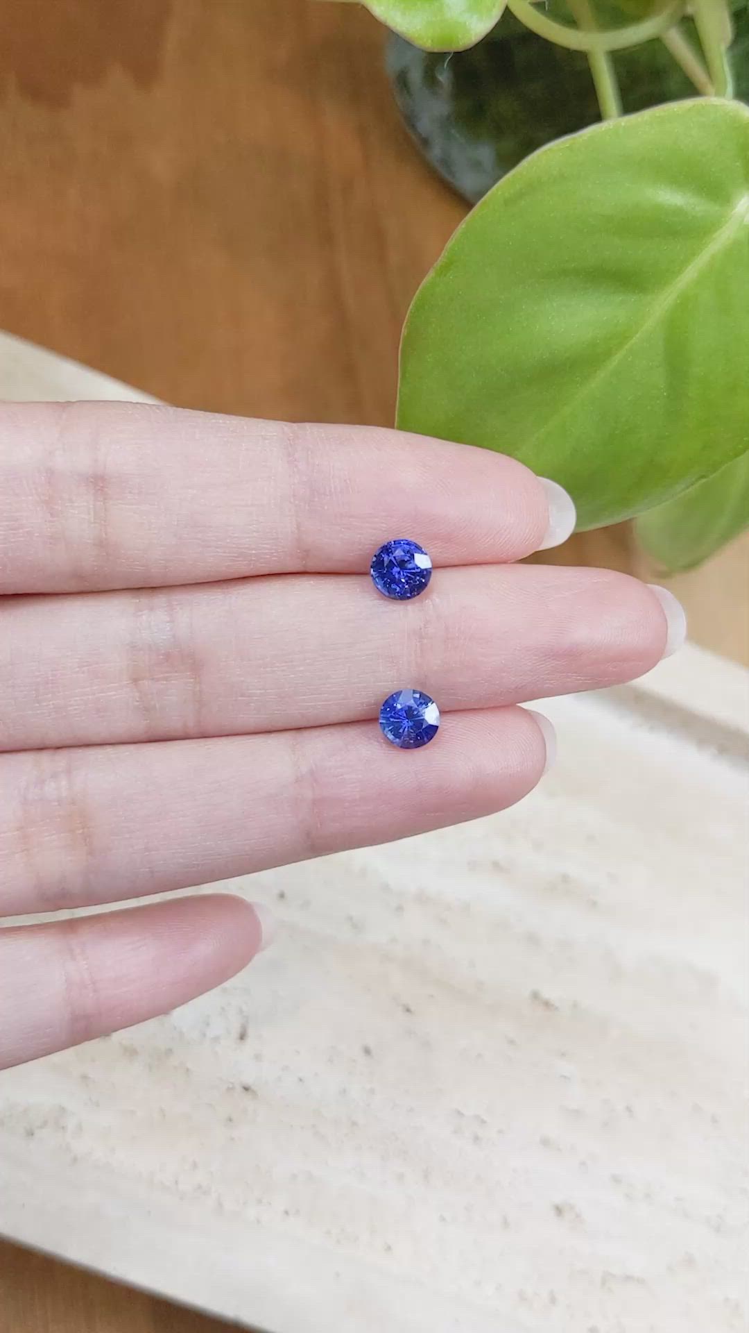 1.90&nbsp;Ct.Tw.Total Carat Weight Blue Sapphire Pair from Ceylon (Sri Lanka) Size Video