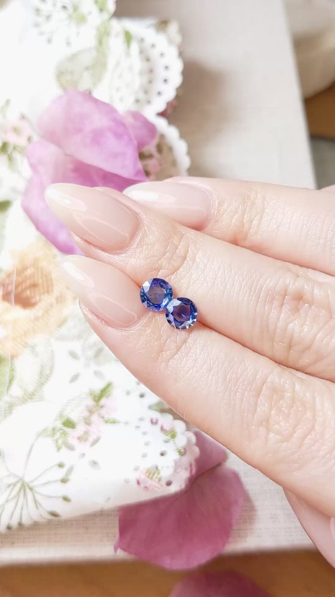 1.61 Ct.Tw.Total Carat Weight Blue Sapphire Pair from Ceylon (Sri Lanka) Size Video