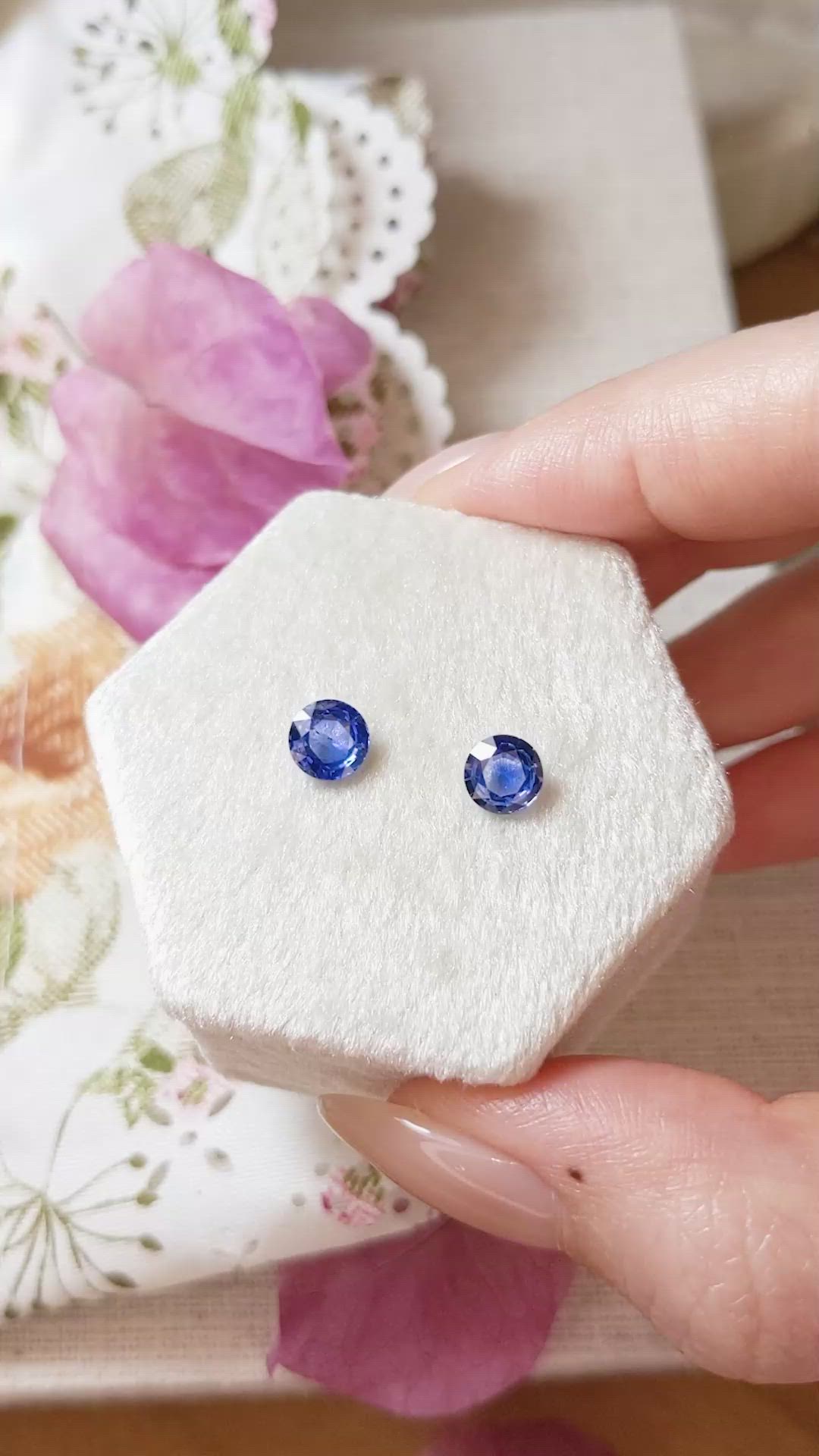 1.61 Ct.Tw.Total Carat Weight Blue Sapphire Pair from Ceylon (Sri Lanka) Size Video