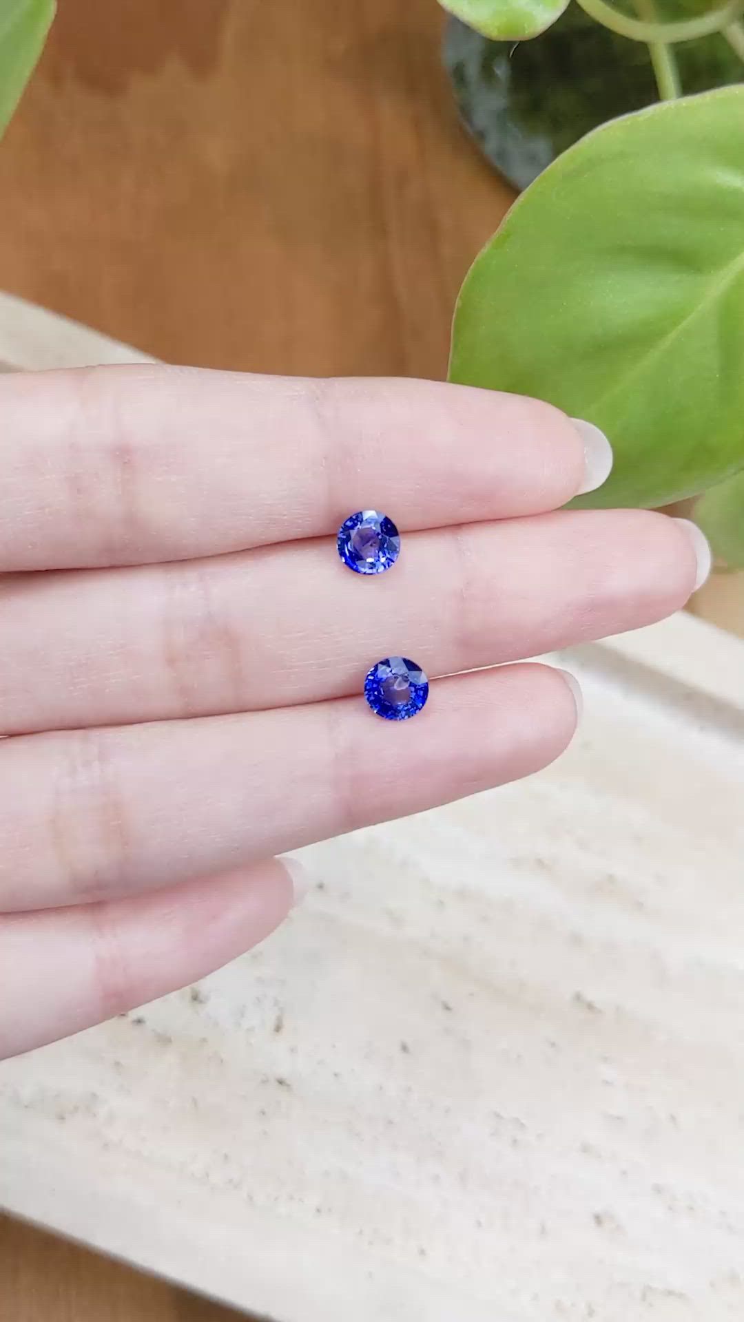 1.96 Ct.Tw.Total Carat Weight Blue Sapphire Pair from Ceylon (Sri Lanka) Size Video