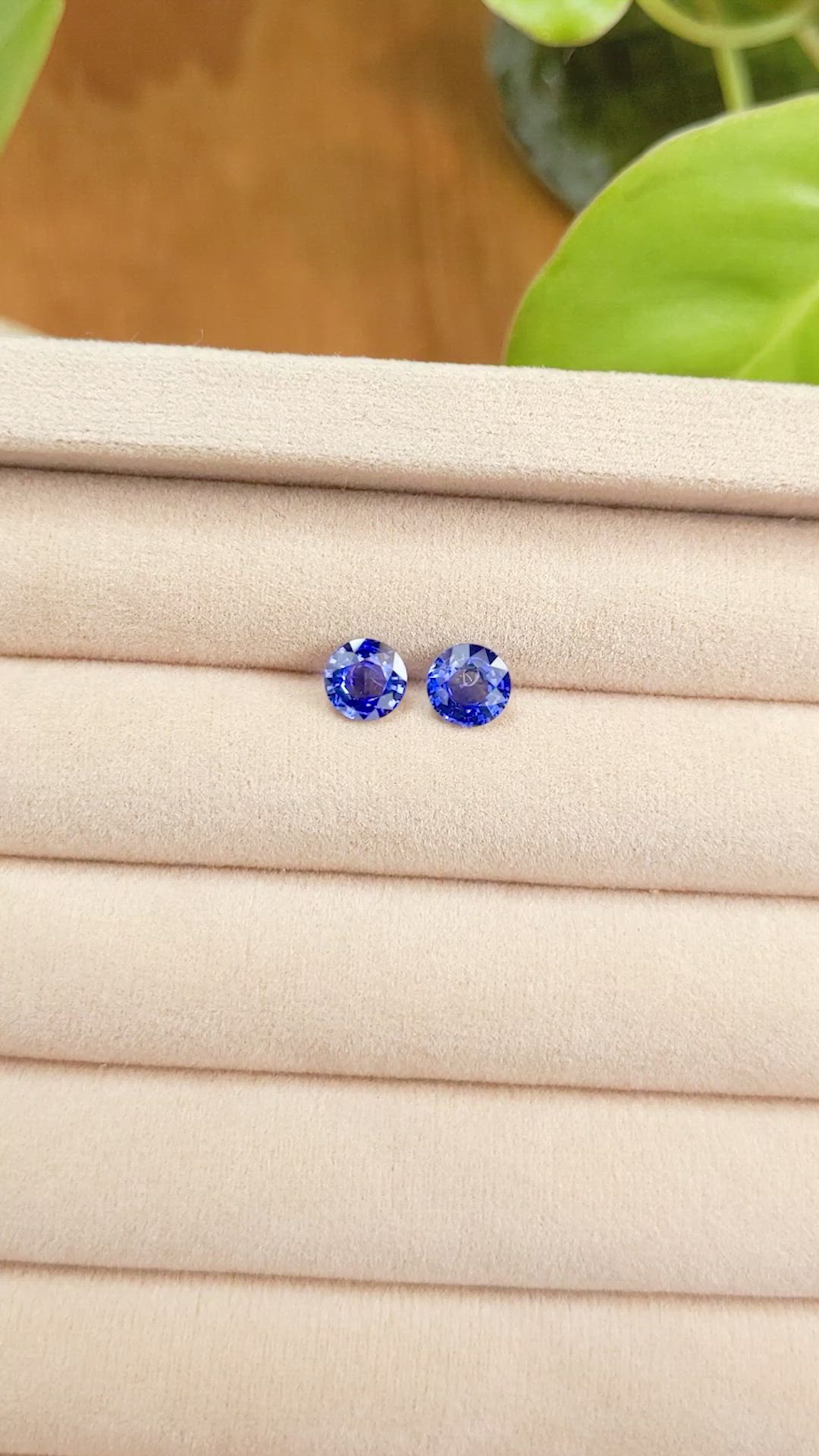 1.96 Ct.Tw.Total Carat Weight Blue Sapphire Pair from Ceylon (Sri Lanka) Size Video