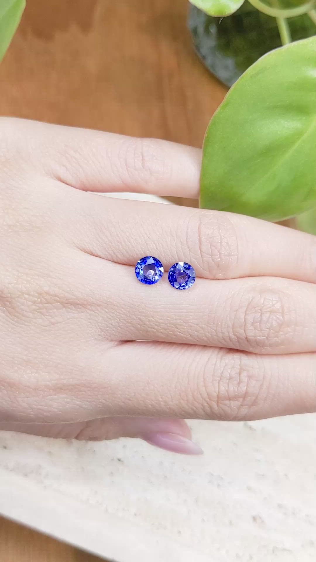 1.96 Ct.Tw.Total Carat Weight Blue Sapphire Pair from Ceylon (Sri Lanka) Size Video
