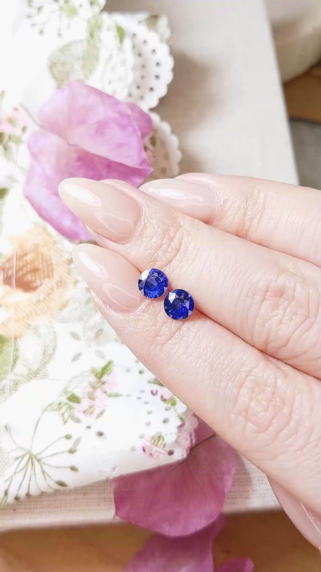 1.62 Ct.Tw.Total Carat Weight Blue Sapphire Pair from Ceylon (Sri Lanka) Size Video