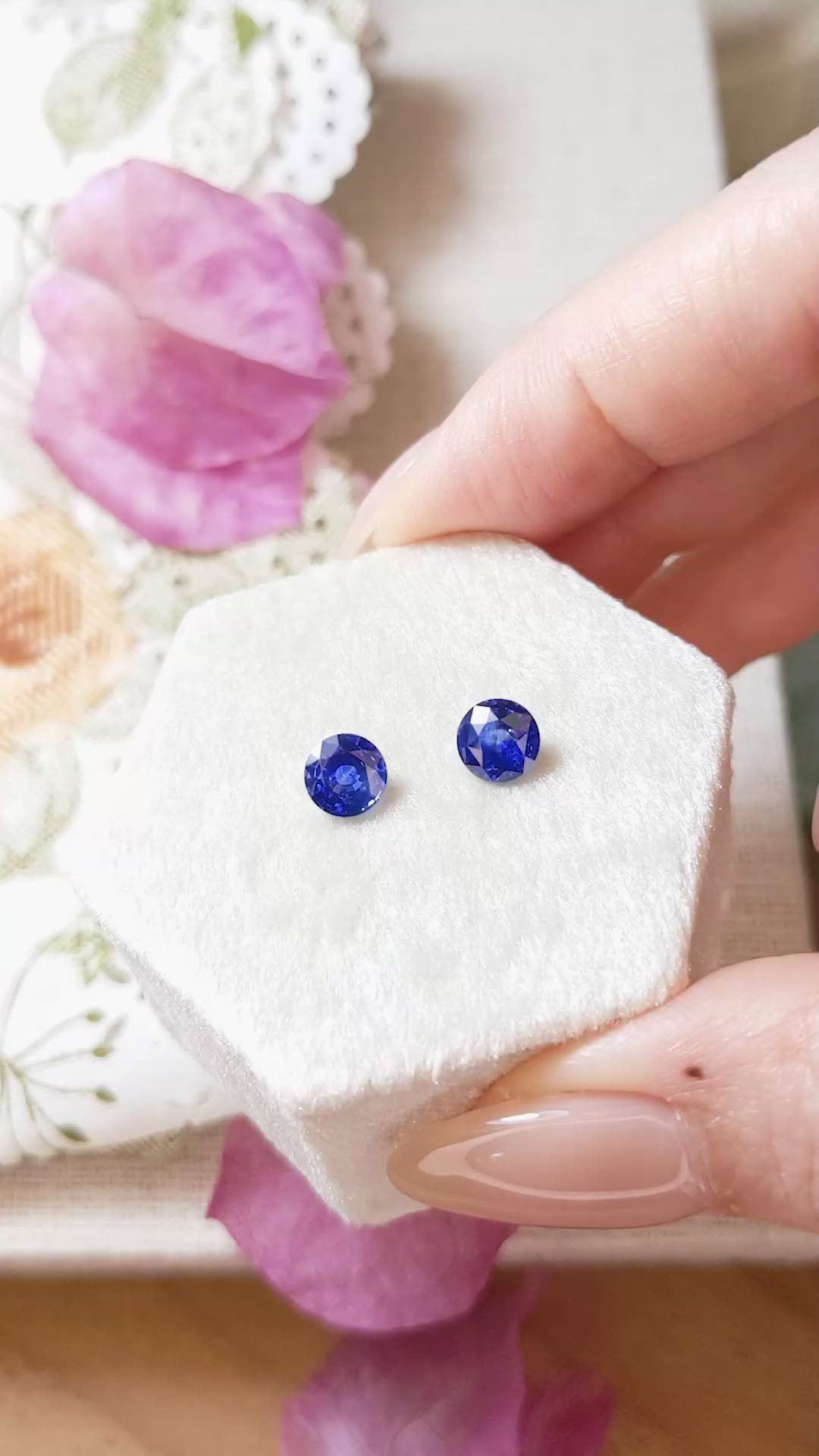 1.62 Ct.Tw.Total Carat Weight Blue Sapphire Pair from Ceylon (Sri Lanka) Size Video