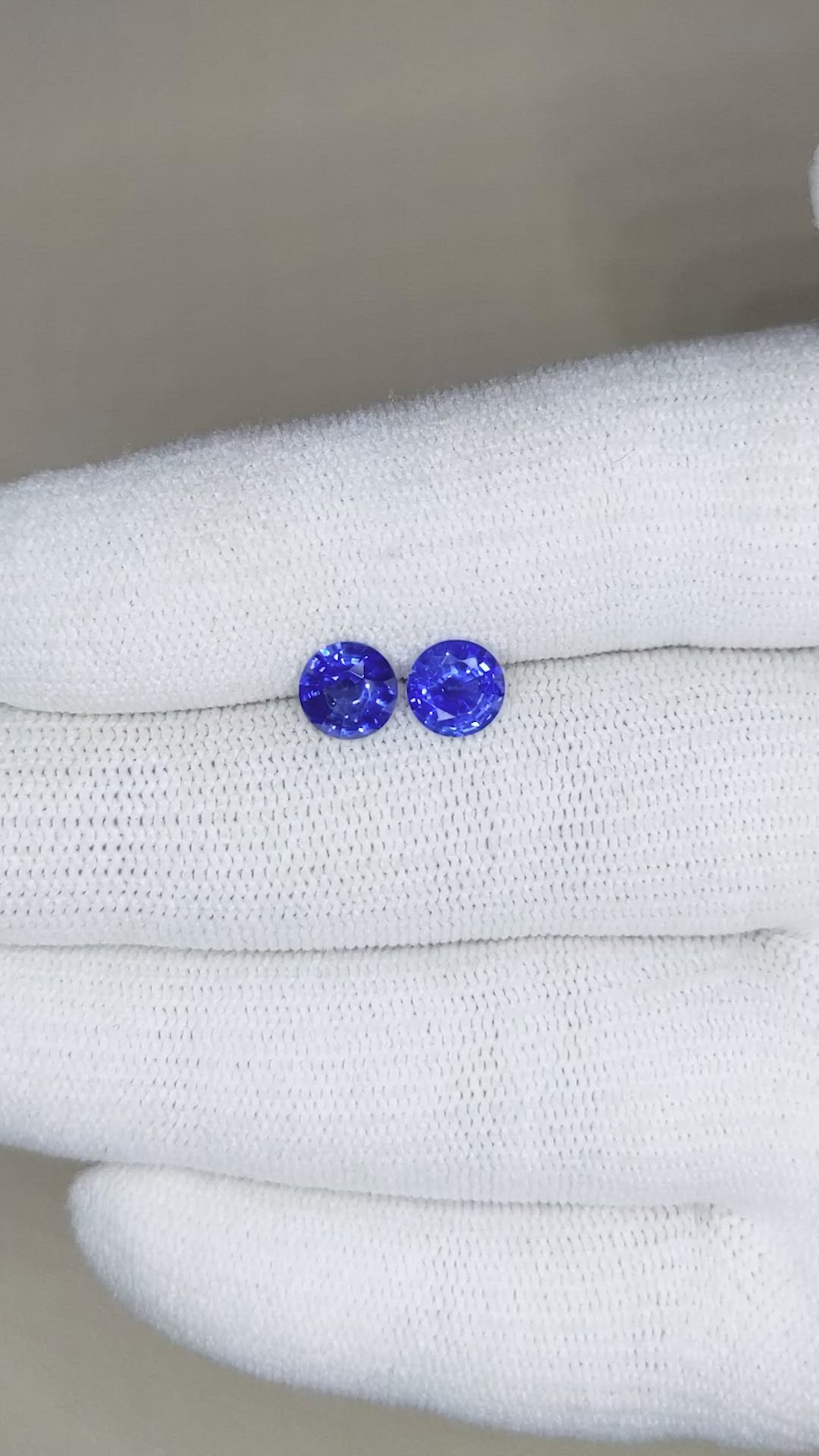 1.62 Ct.Tw.Total Carat Weight Blue Sapphire Pair from Ceylon (Sri Lanka) Size Video