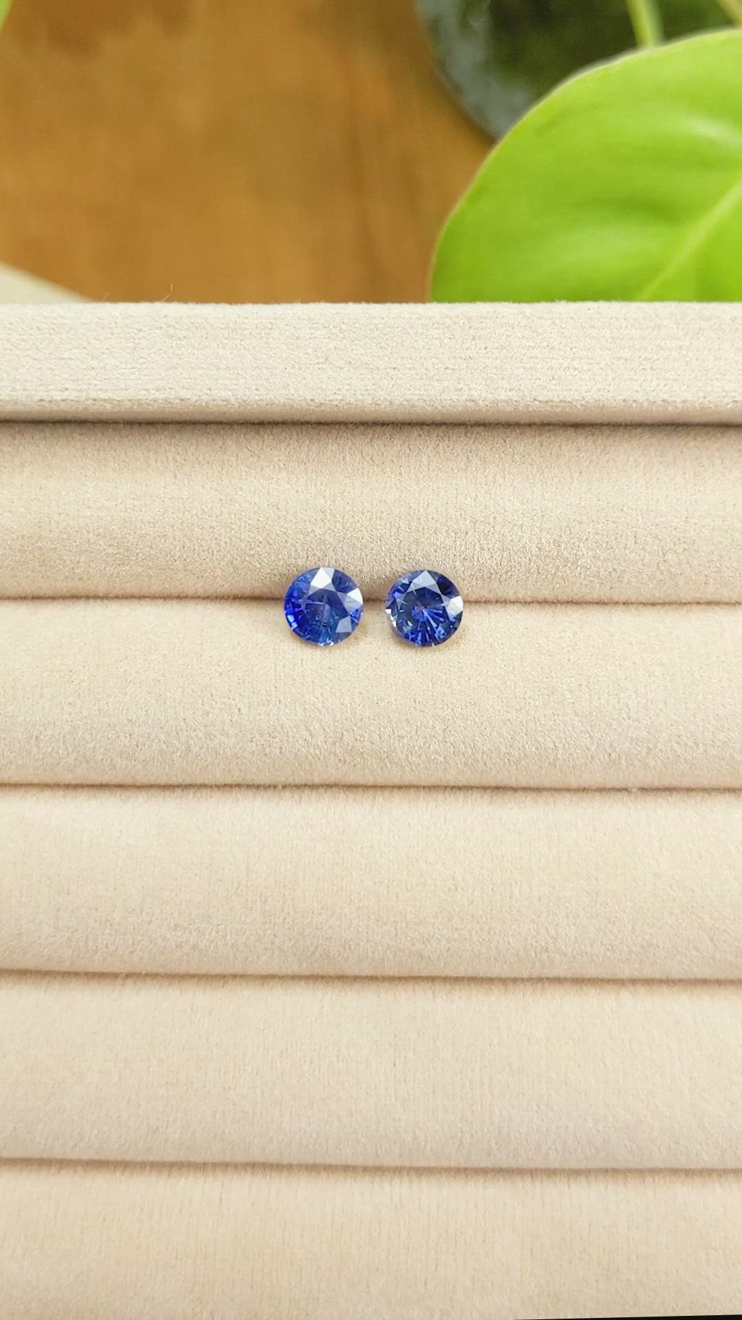 2.08 Ct.Tw.Total Carat Weight Blue Sapphire Pair from Ceylon (Sri Lanka) Size Video