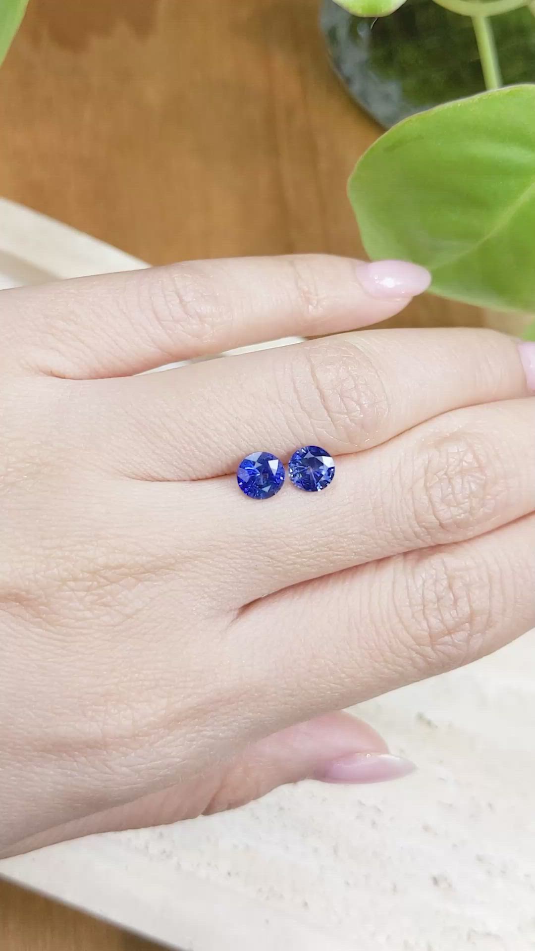 2.08 Ct.Tw.Total Carat Weight Blue Sapphire Pair from Ceylon (Sri Lanka) Size Video