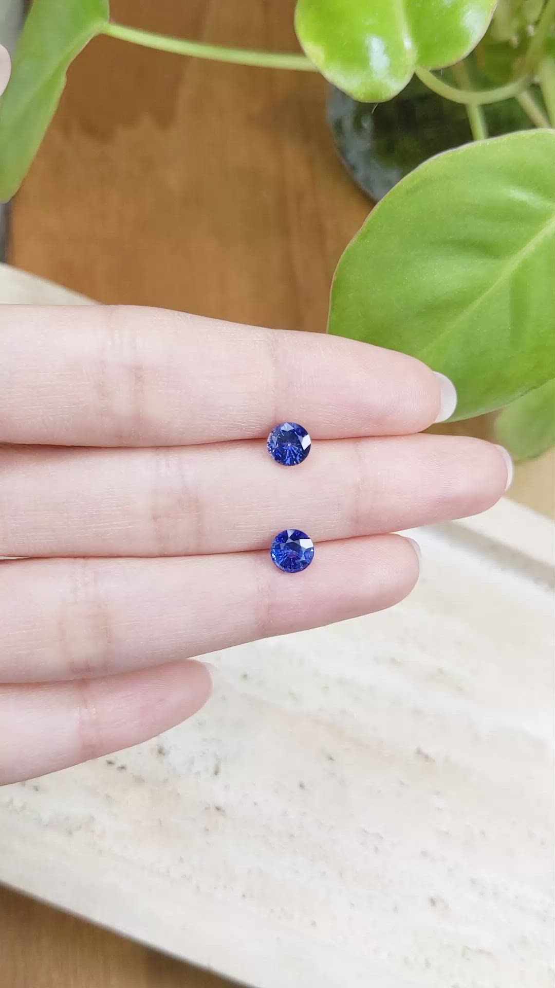 2.08 Ct.Tw.Total Carat Weight Blue Sapphire Pair from Ceylon (Sri Lanka) Size Video