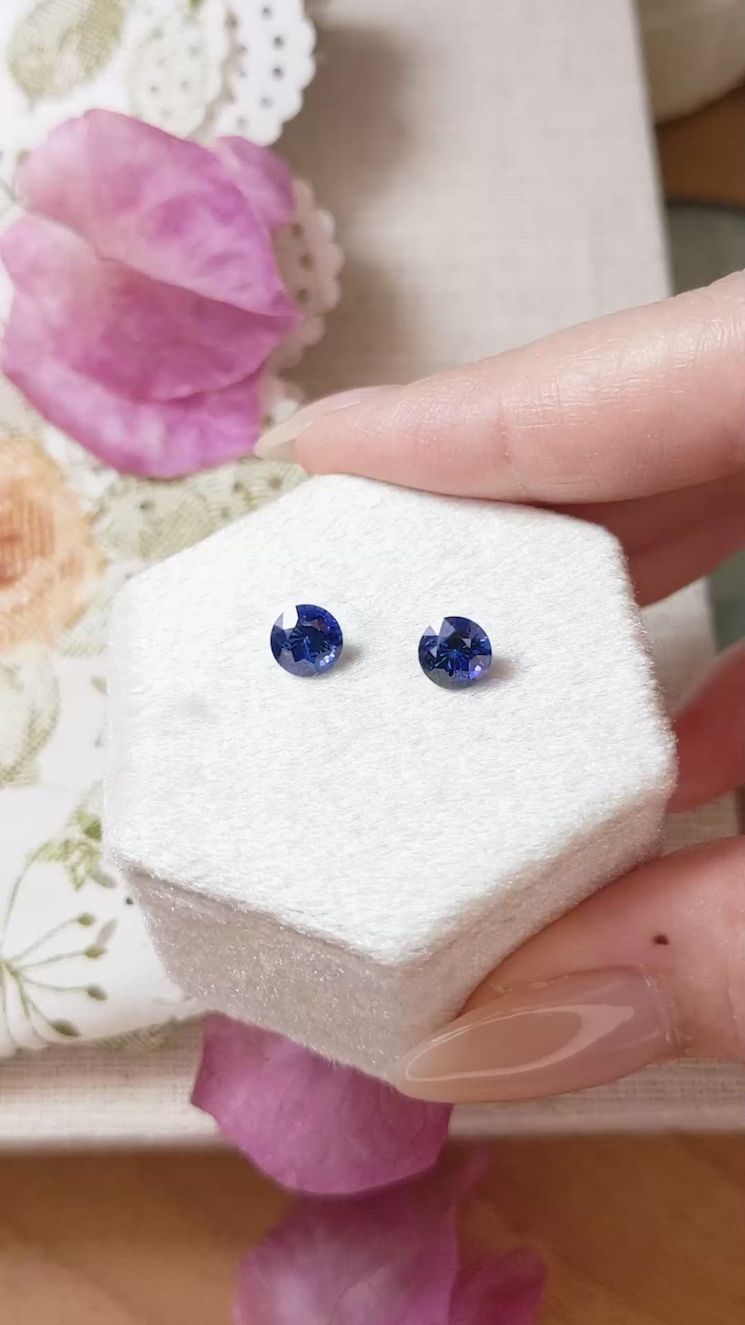 2.11 Ct.Tw.Total Carat Weight Blue Sapphire Pair from Ceylon (Sri Lanka) Size Video