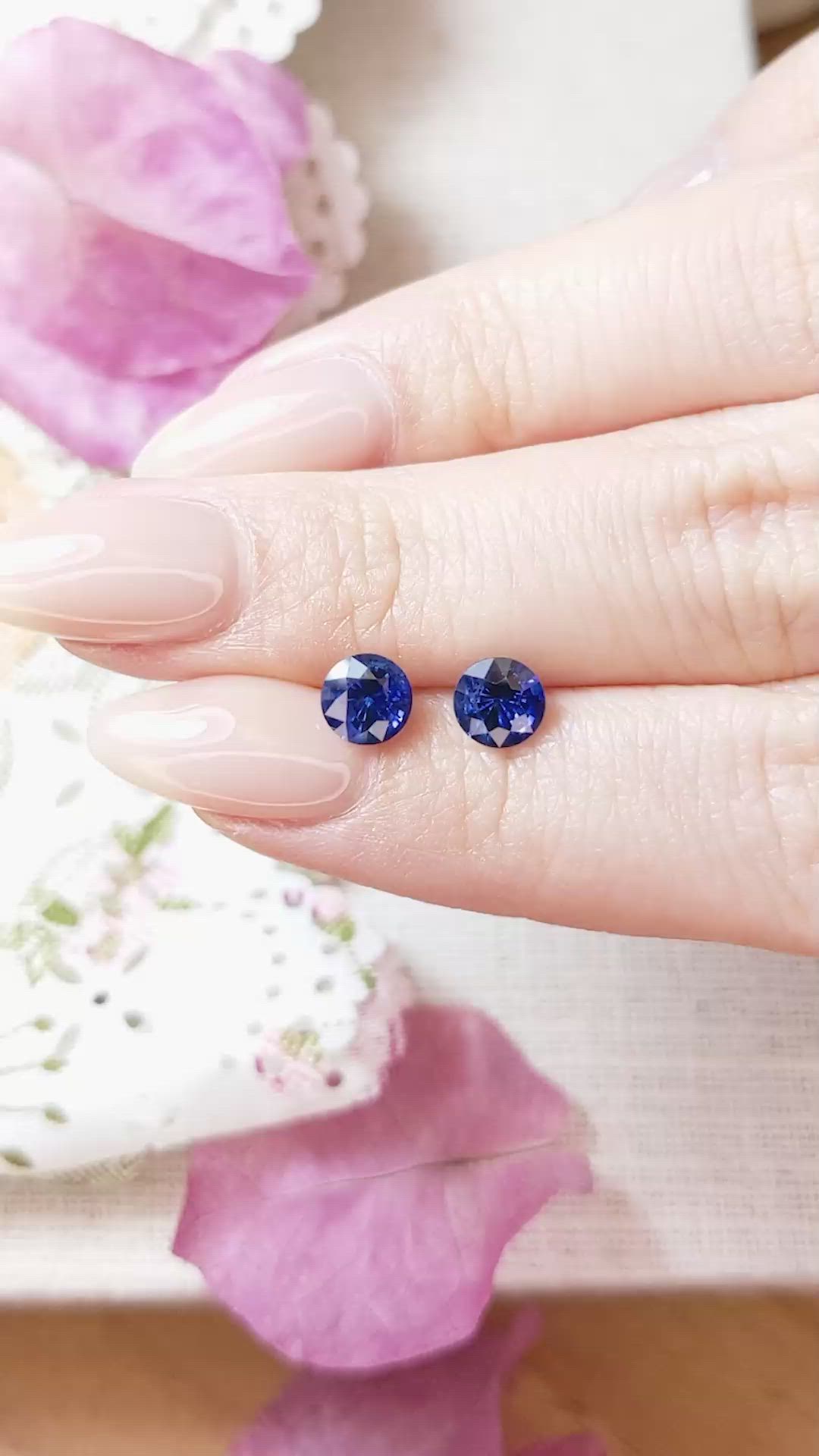 2.11 Ct.Tw.Total Carat Weight Blue Sapphire Pair from Ceylon (Sri Lanka) Size Video