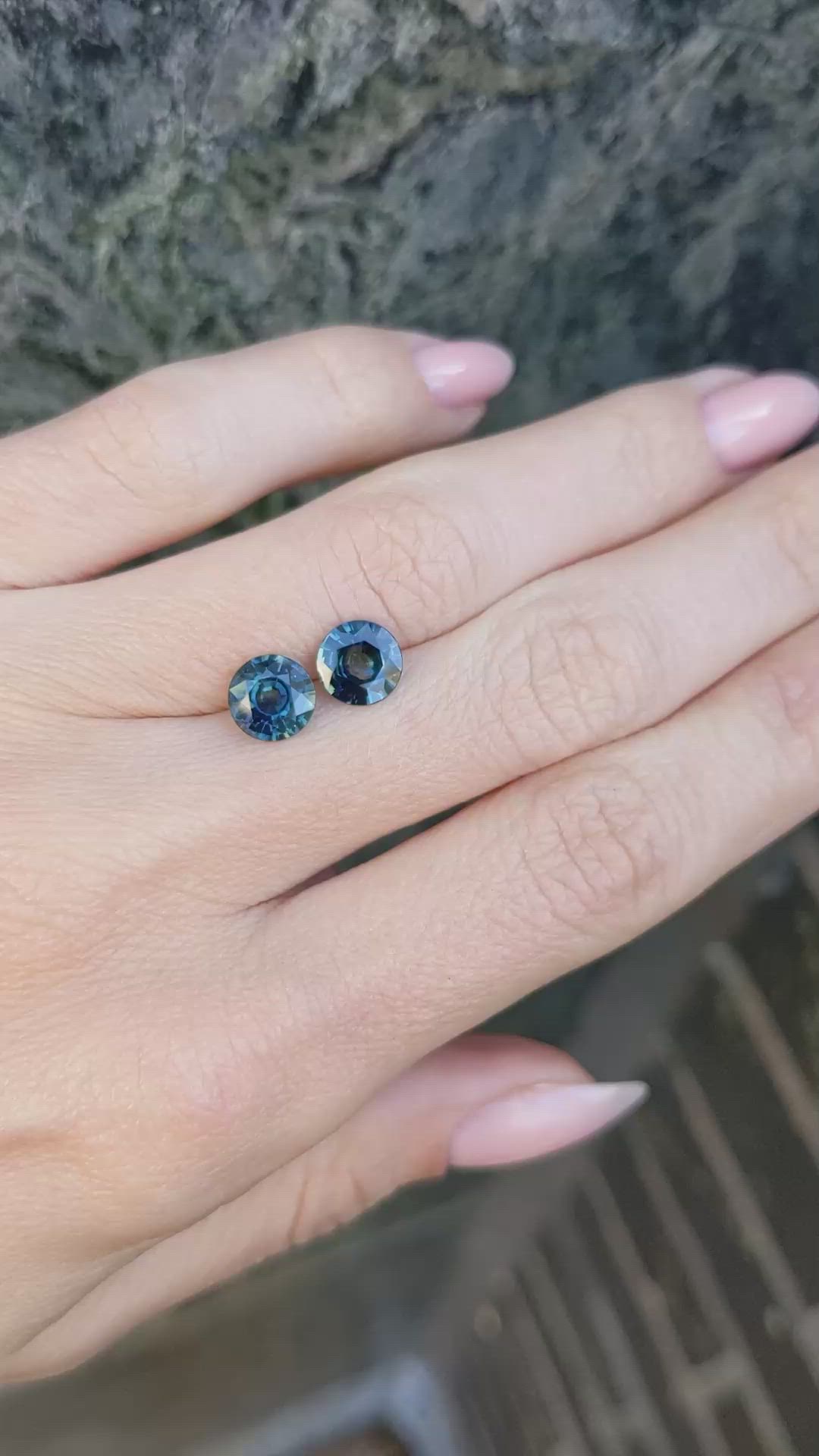 2.82&nbsp;Ct.Tw.Total Carat Weight Bluish Green Sapphire Pair from Madagascar Size Video