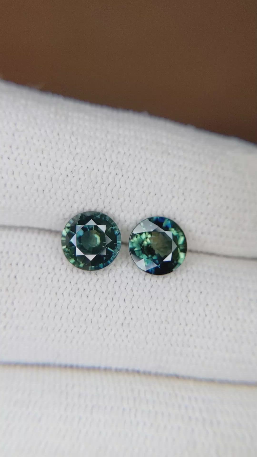2.82&nbsp;Ct.Tw.Total Carat Weight Bluish Green Sapphire Pair from Madagascar Size Video