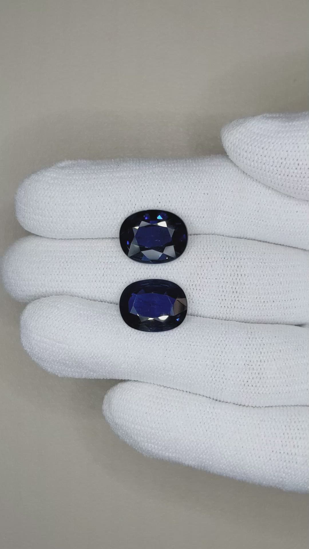 9.86&nbsp;Ct.Tw.Total Carat Weight Blue Sapphire Pair from Madagascar Size Video
