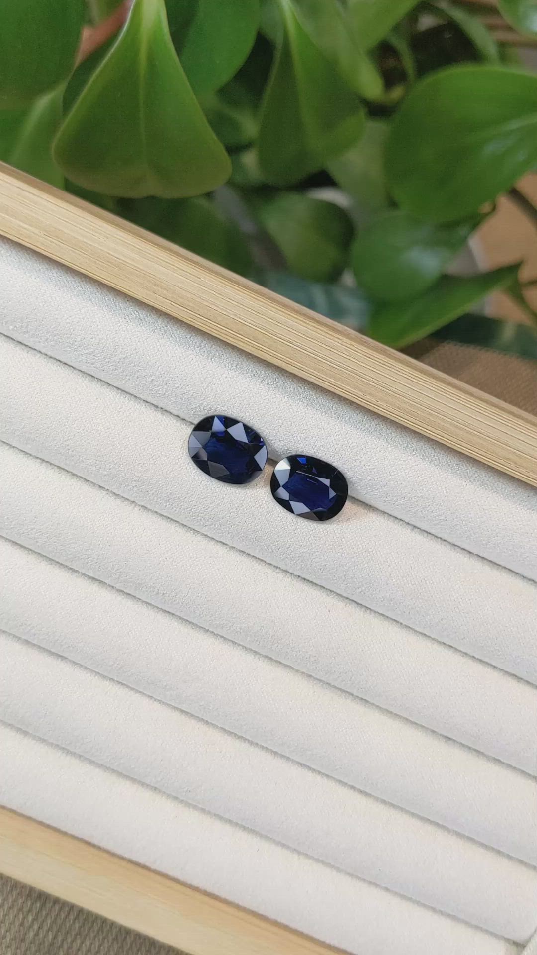 9.86&nbsp;Ct.Tw.Total Carat Weight Blue Sapphire Pair from Madagascar Size Video