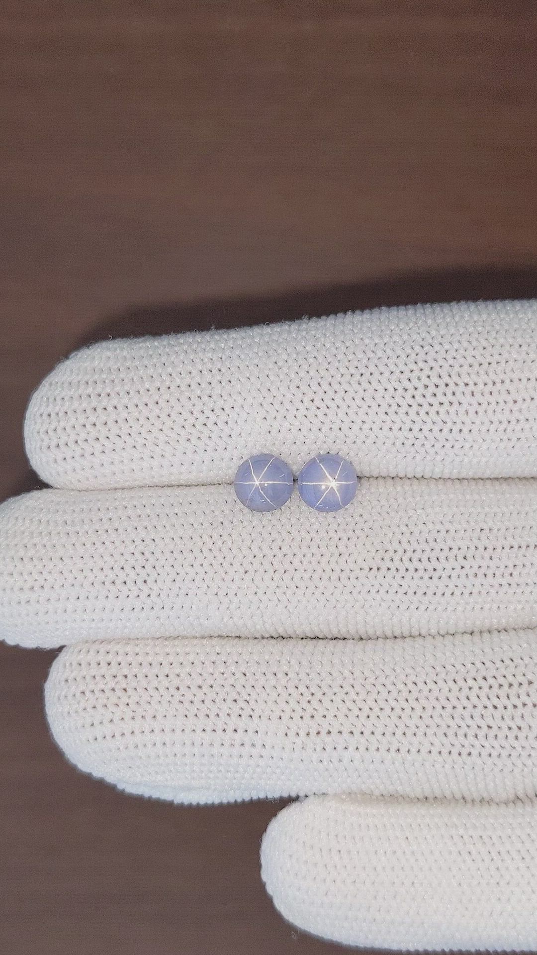 3.94&nbsp;Ct.Tw.Total Carat Weight Blue Star Sapphire Pair from Ceylon (Sri Lanka) Size Video