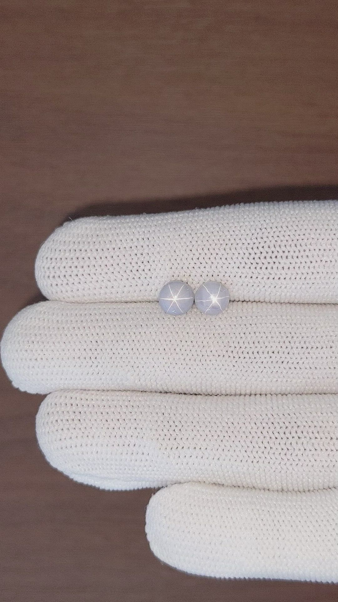 3.44 Ct.Tw.Total Carat Weight Grey Star Sapphire Pair from Ceylon (Sri Lanka) Size Video