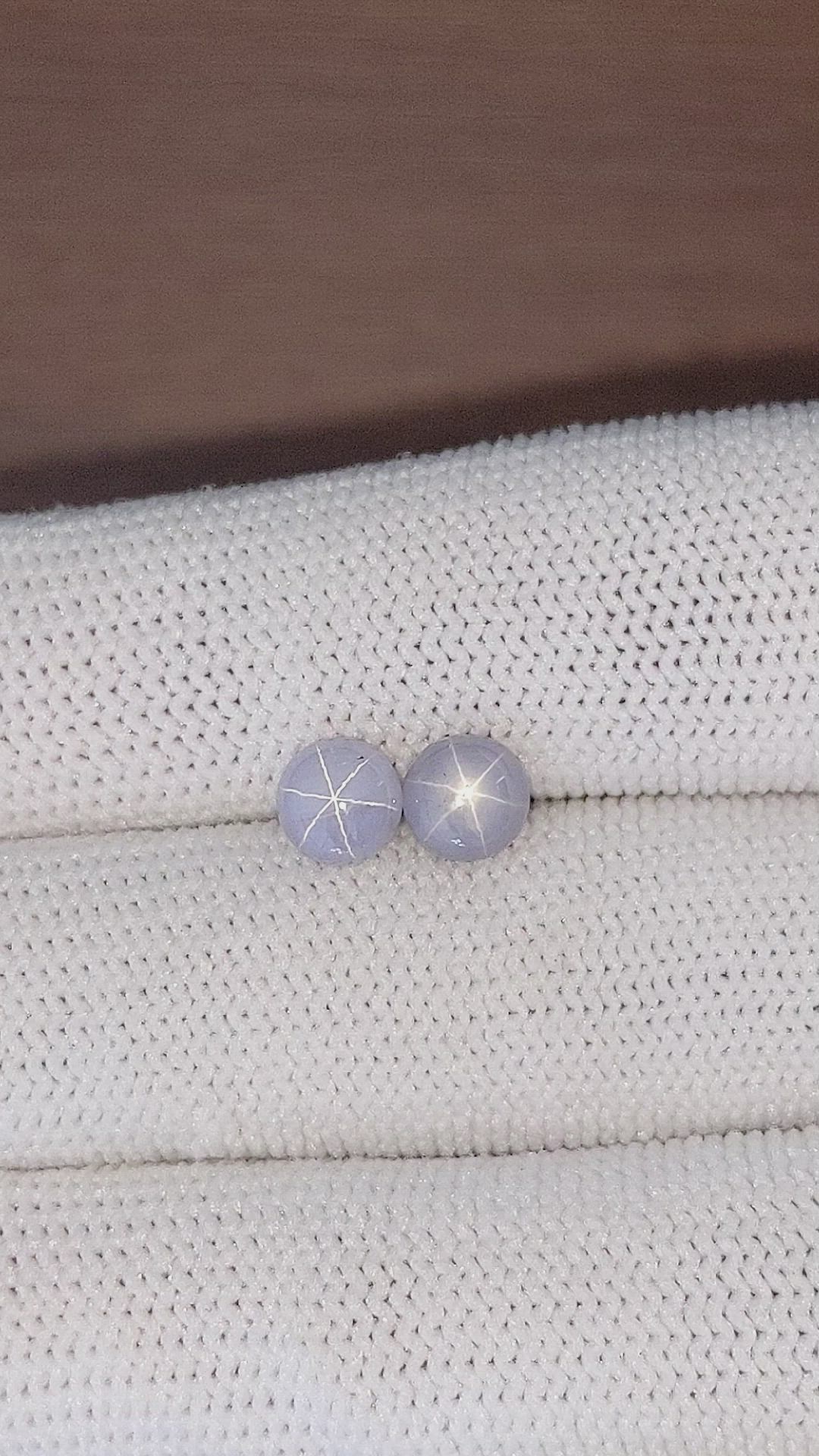 3.44 Ct.Tw.Total Carat Weight Grey Star Sapphire Pair from Ceylon (Sri Lanka) Size Video