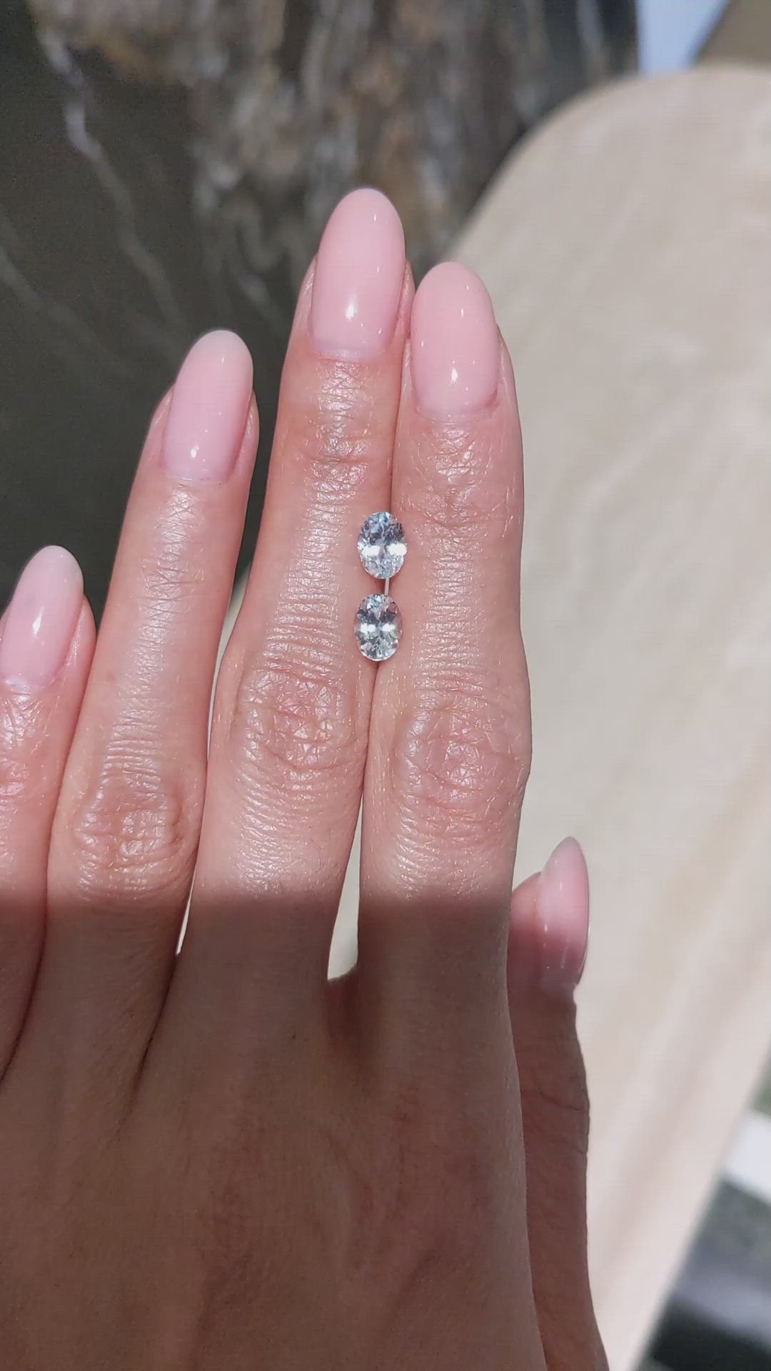 1.87 Ct.Tw.Total Carat Weight White Sapphire Pair from Ceylon (Sri Lanka) Size Video