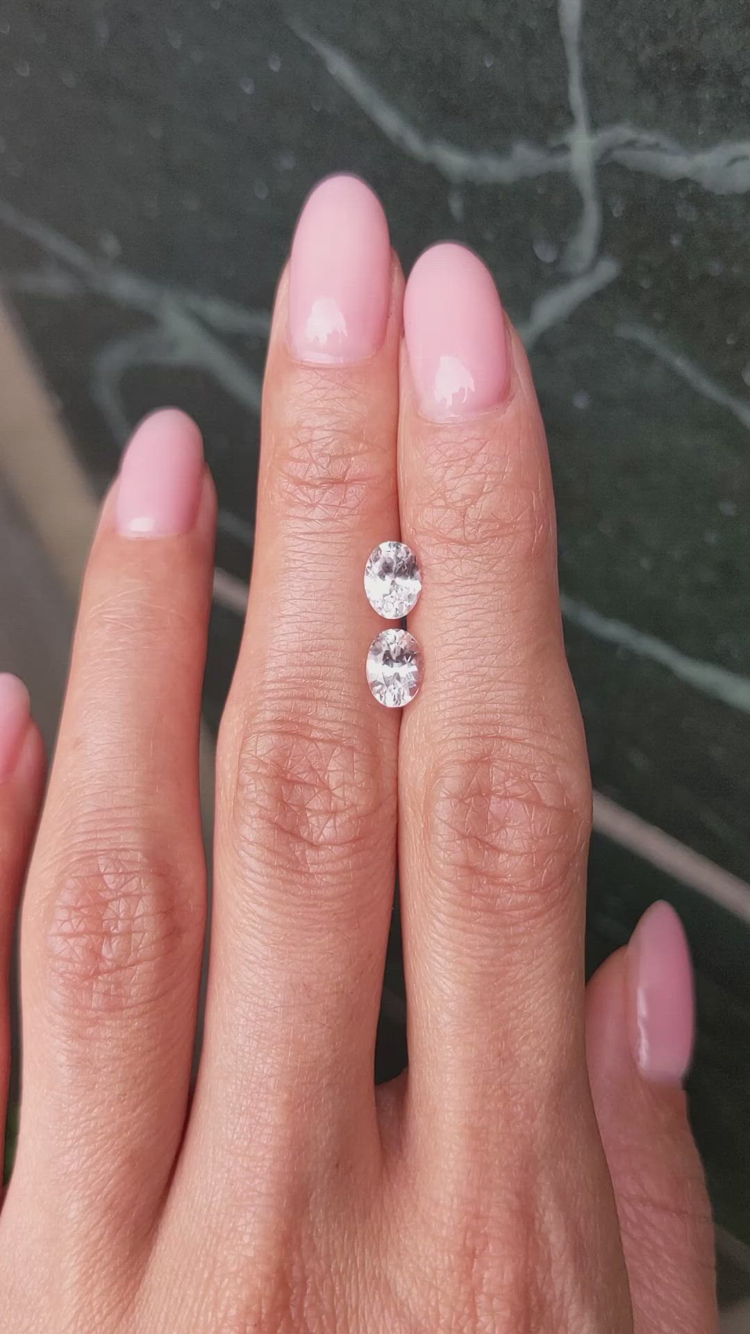 1.87 Ct.Tw.Total Carat Weight White Sapphire Pair from Ceylon (Sri Lanka) Size Video
