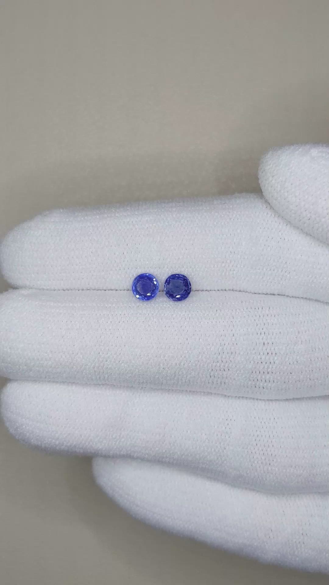 0.77 Ct.Tw.Total Carat Weight Blue Sapphire Pair from Ceylon (Sri Lanka) Size Video