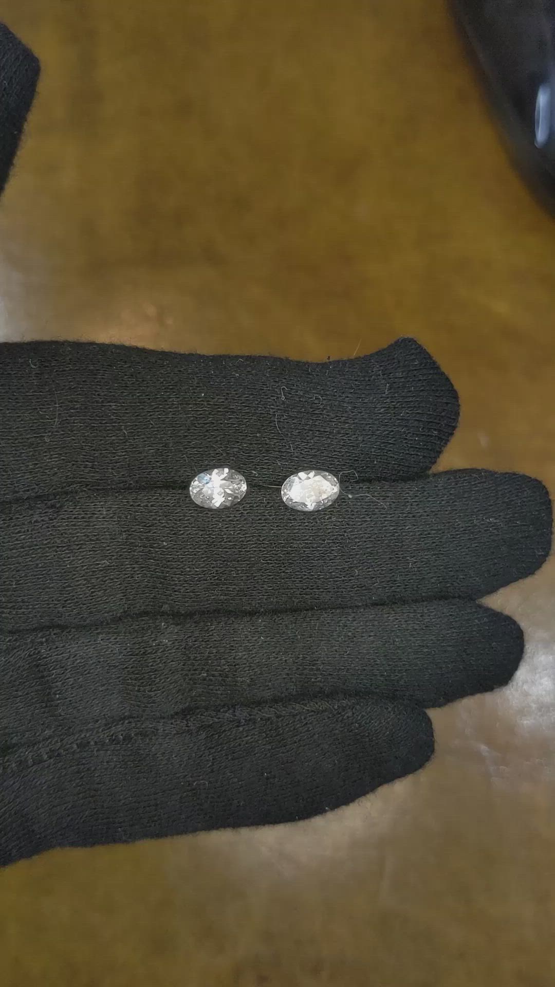 1.91 Ct.Tw.Total Carat Weight White Sapphire Pair from Ceylon (Sri Lanka) Size Video