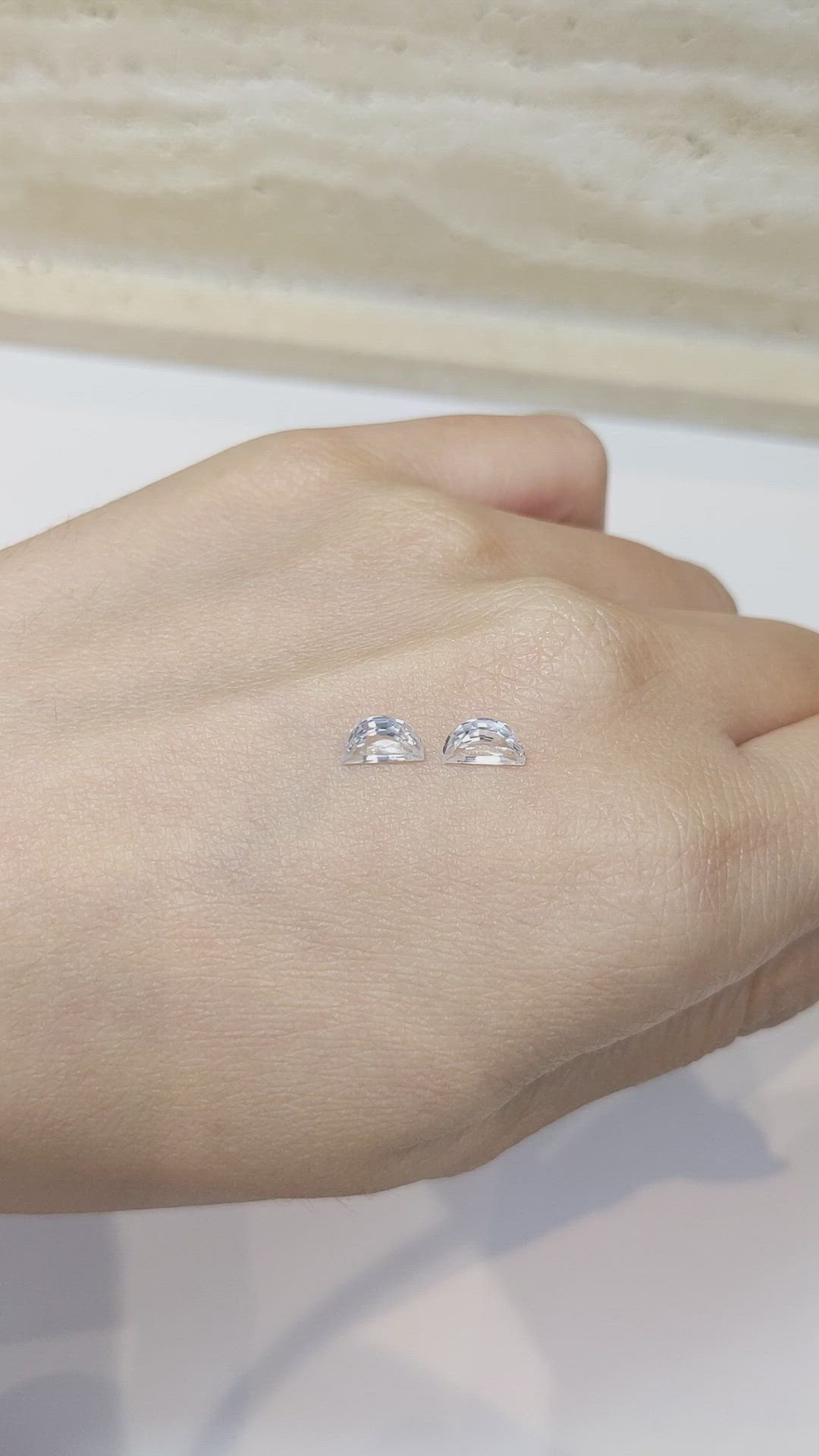 1.16&nbsp;Ct.Tw.Total Carat Weight White Sapphire Pair from Ceylon (Sri Lanka) Size Video