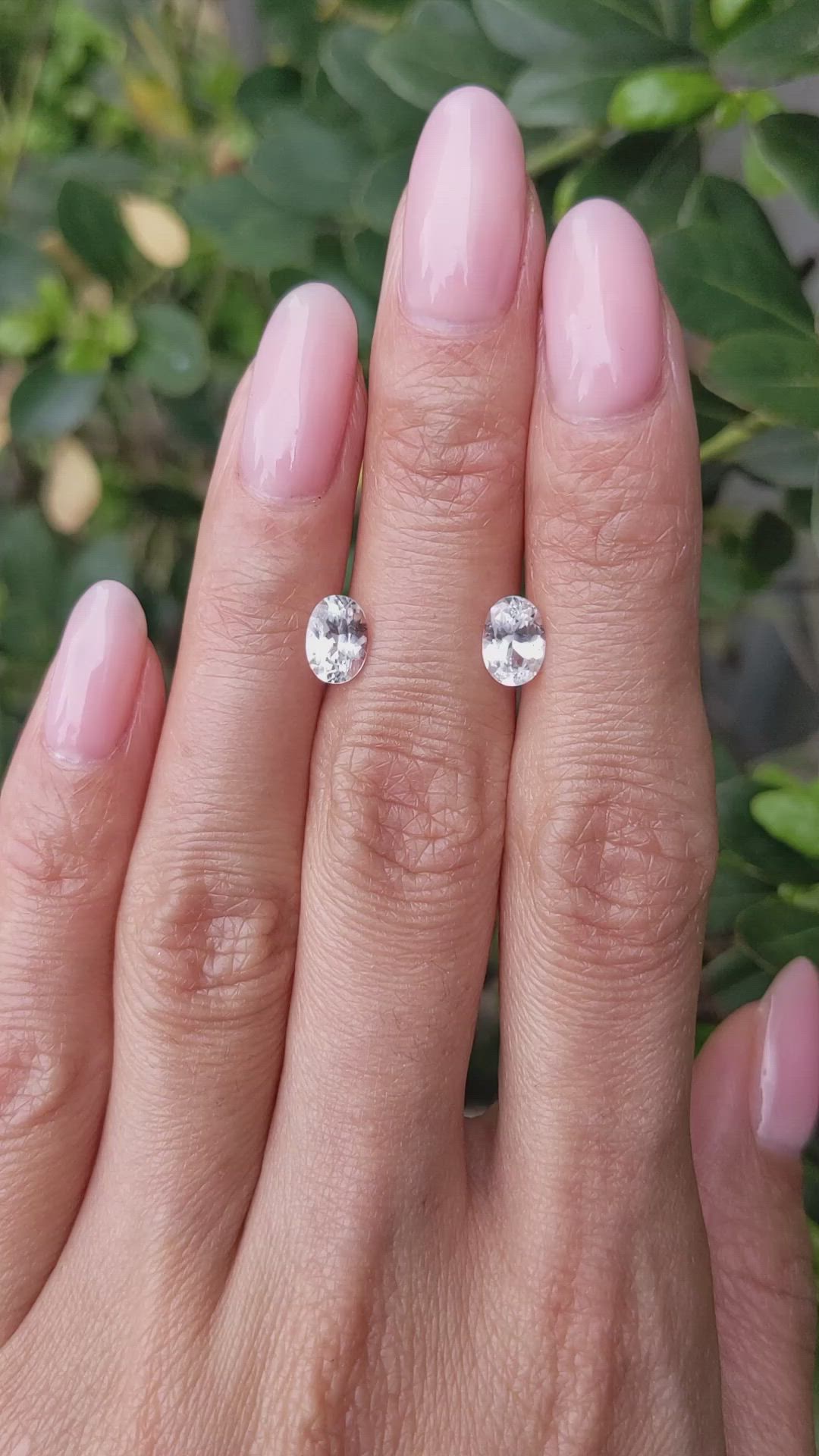 1.96 Ct.Tw.Total Carat Weight White Sapphire Pair from Ceylon (Sri Lanka) Size Video