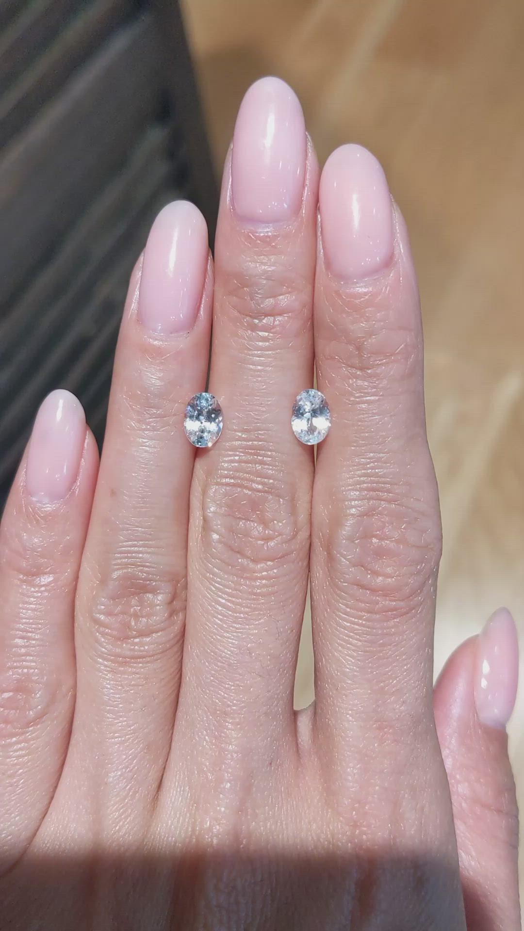 1.96 Ct.Tw.Total Carat Weight White Sapphire Pair from Ceylon (Sri Lanka) Size Video
