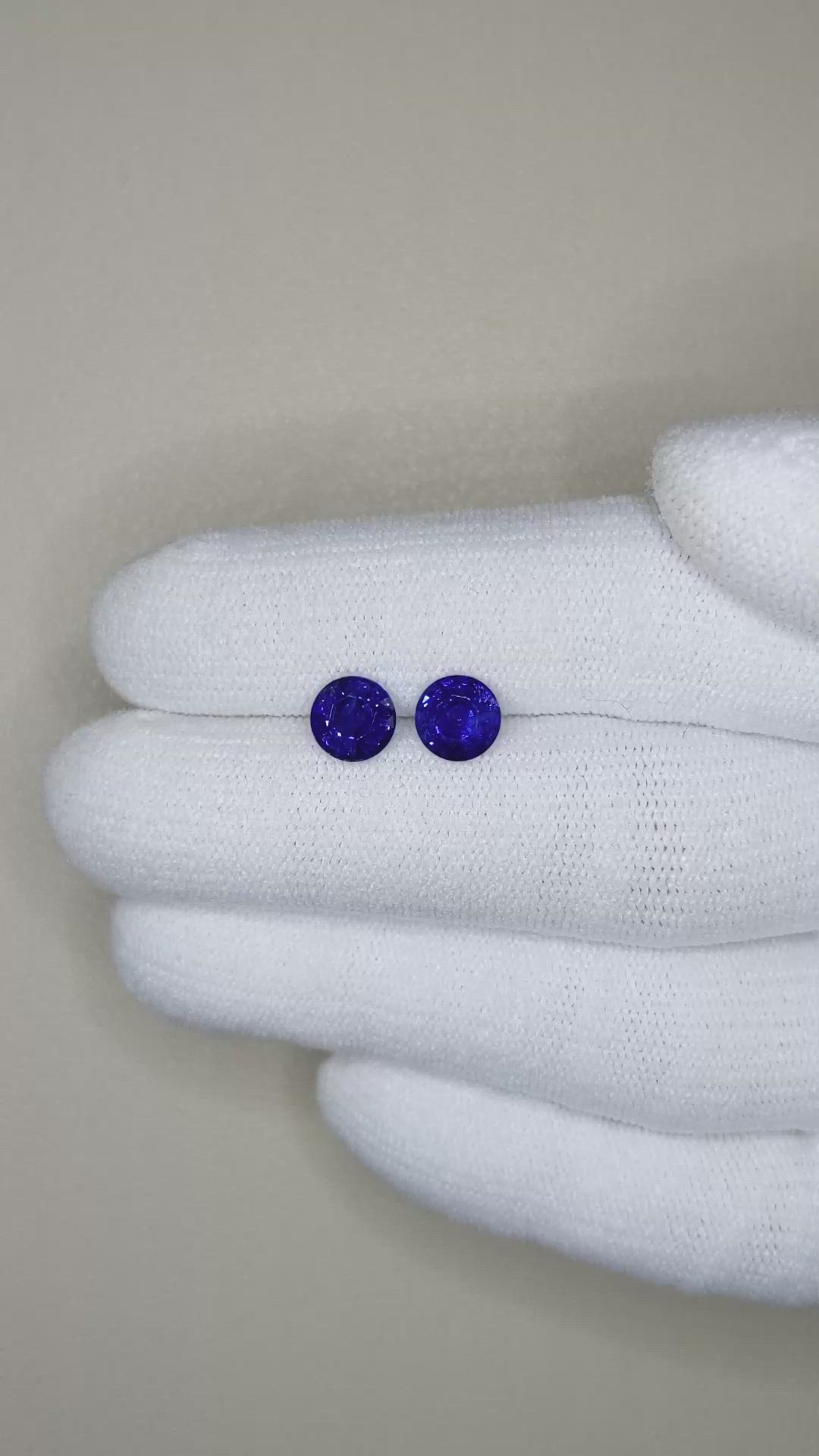 2.13 Ct.Tw.Total Carat Weight Blue Sapphire Pair from Ceylon (Sri Lanka) Size Video