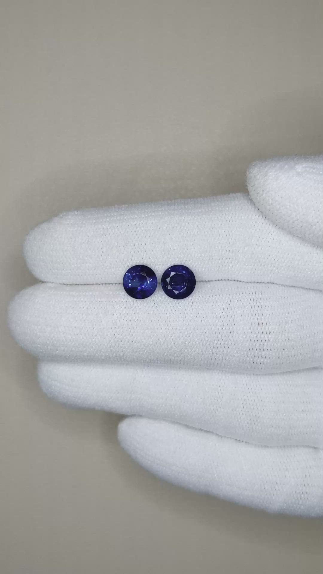 2.15 Ct.Tw.Total Carat Weight Blue Sapphire Pair from Ceylon (Sri Lanka) Size Video