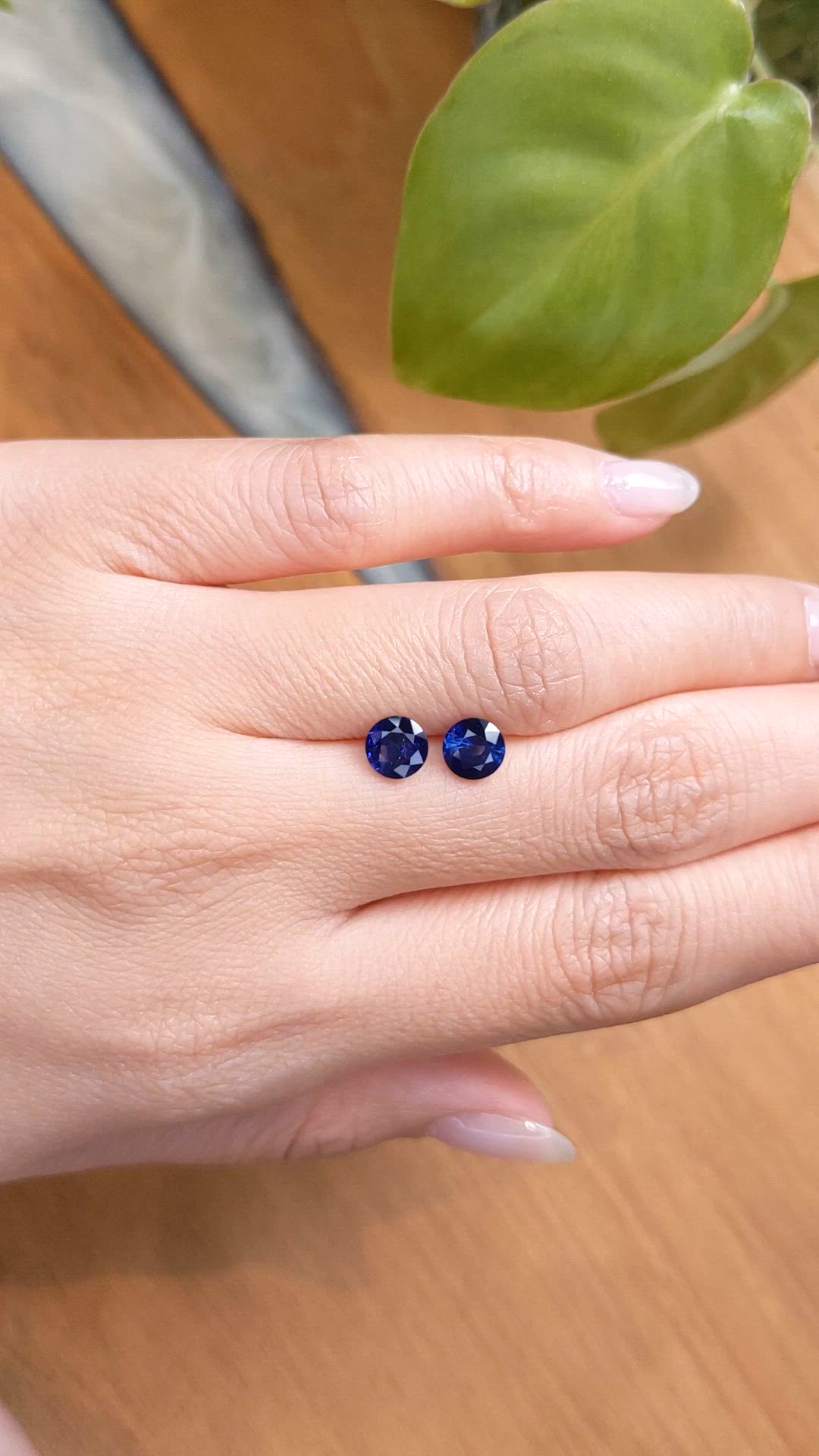 2.15 Ct.Tw.Total Carat Weight Blue Sapphire Pair from Ceylon (Sri Lanka) Size Video