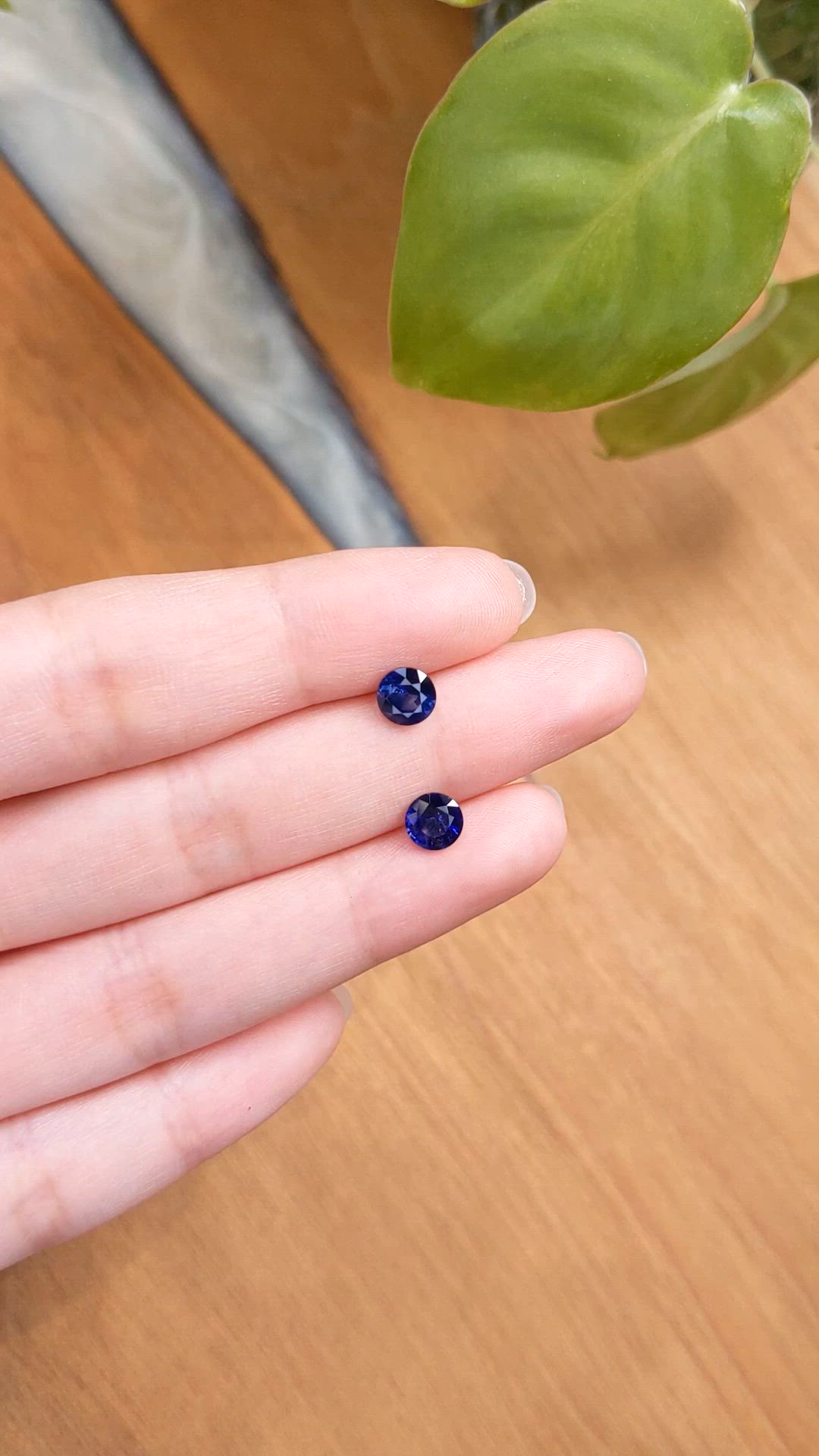 2.15 Ct.Tw.Total Carat Weight Blue Sapphire Pair from Ceylon (Sri Lanka) Size Video