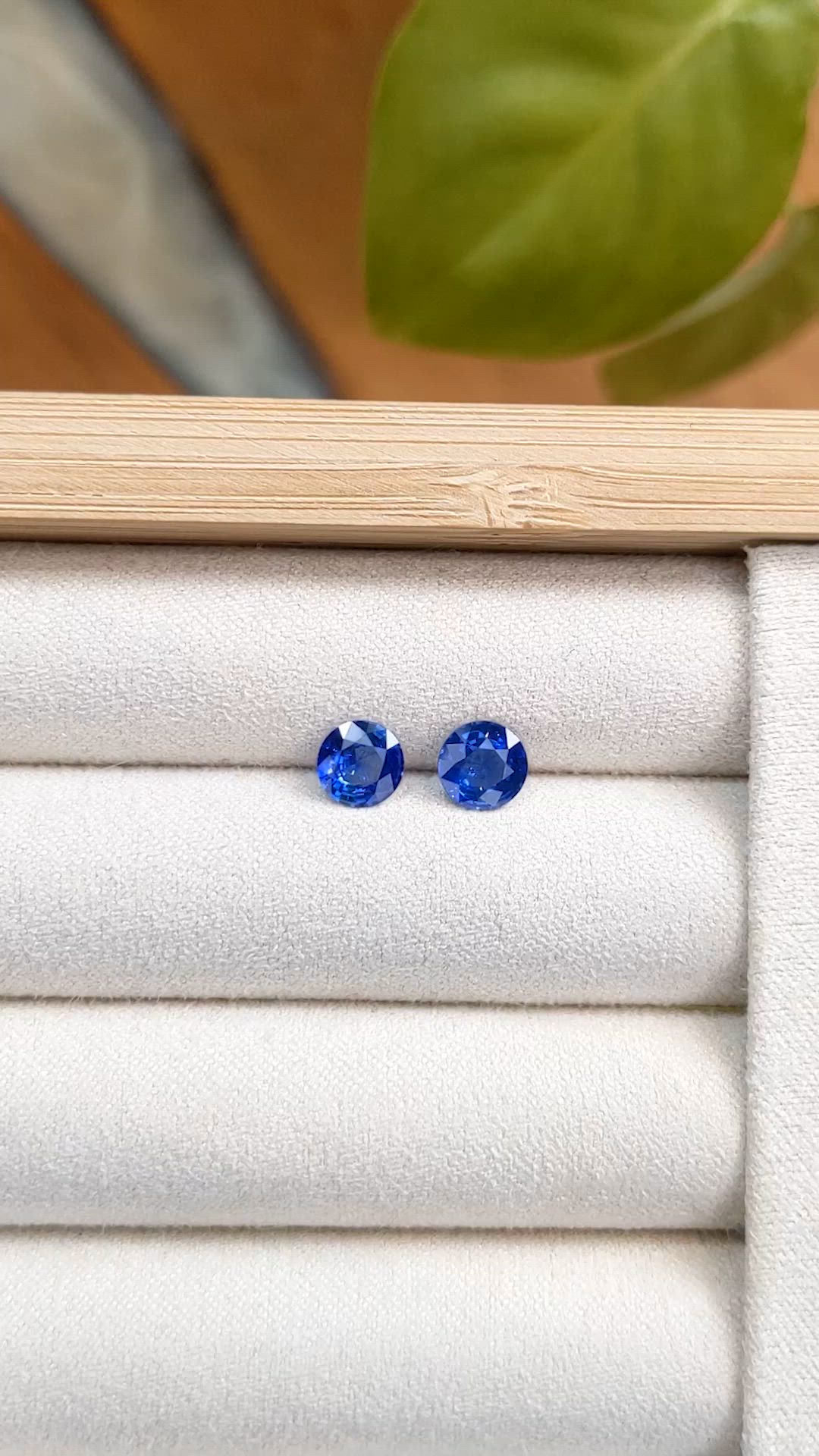 1.69&nbsp;Ct.Tw.Total Carat Weight Blue Sapphire Pair from Ceylon (Sri Lanka) Size Video