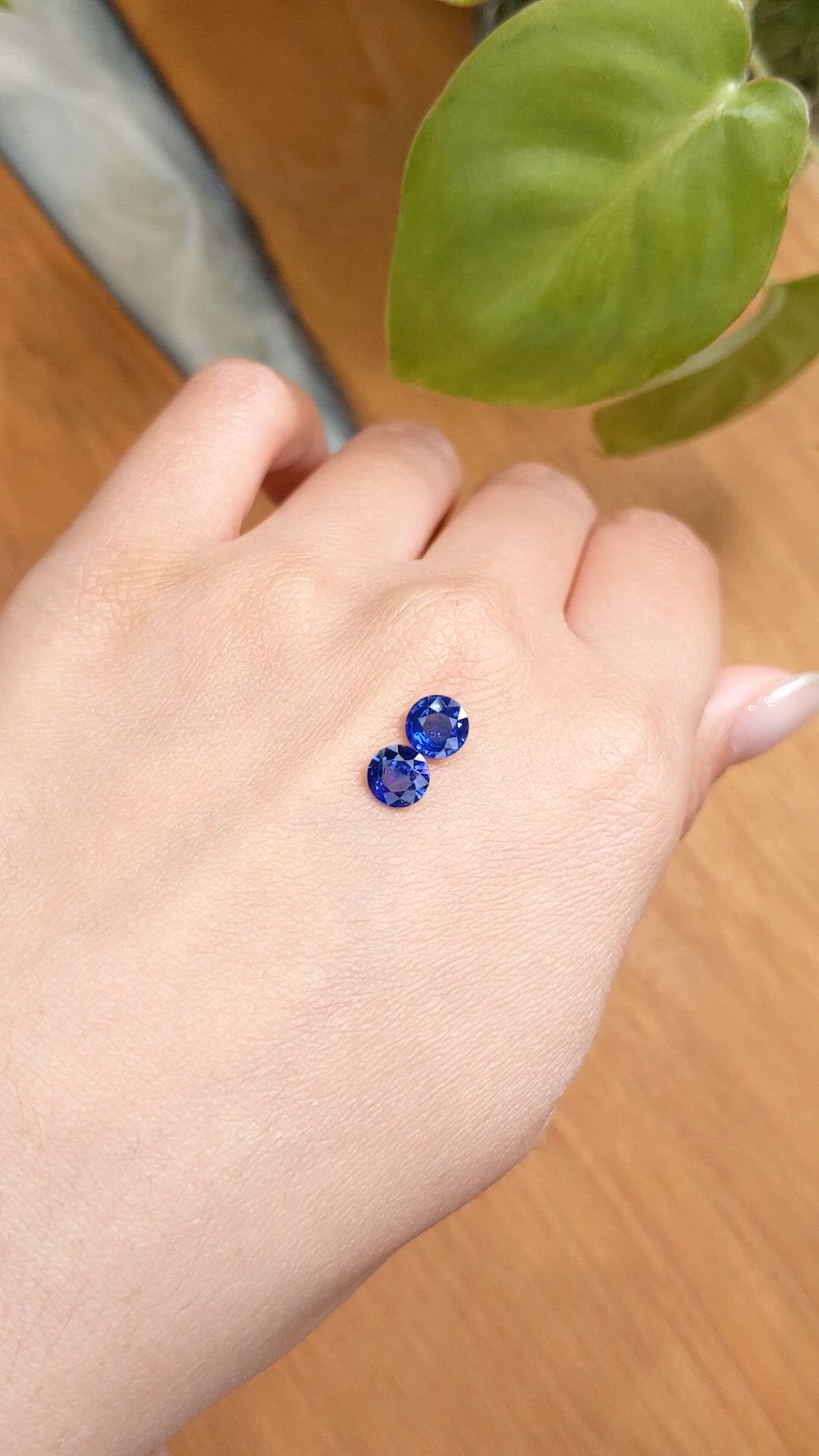 1.69&nbsp;Ct.Tw.Total Carat Weight Blue Sapphire Pair from Ceylon (Sri Lanka) Size Video