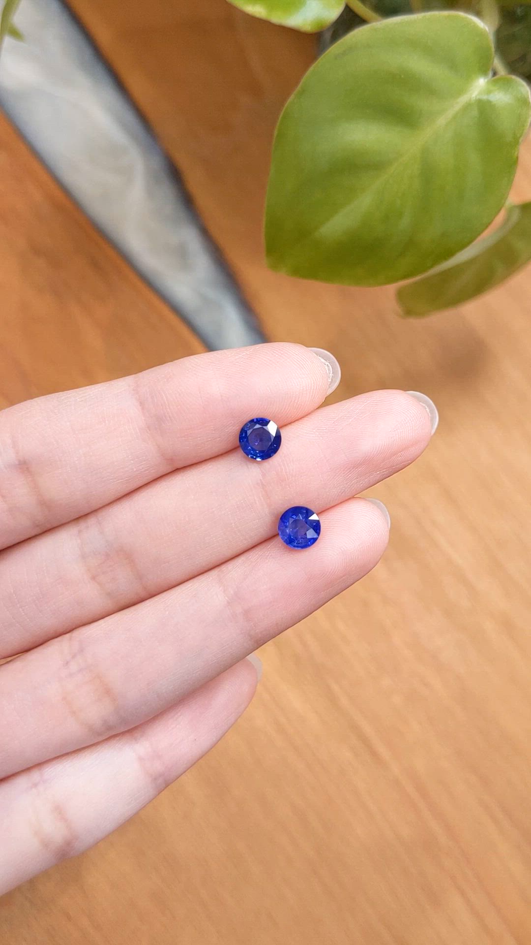 1.99 Ct.Tw.Total Carat Weight Blue Sapphire Pair from Ceylon (Sri Lanka) Size Video