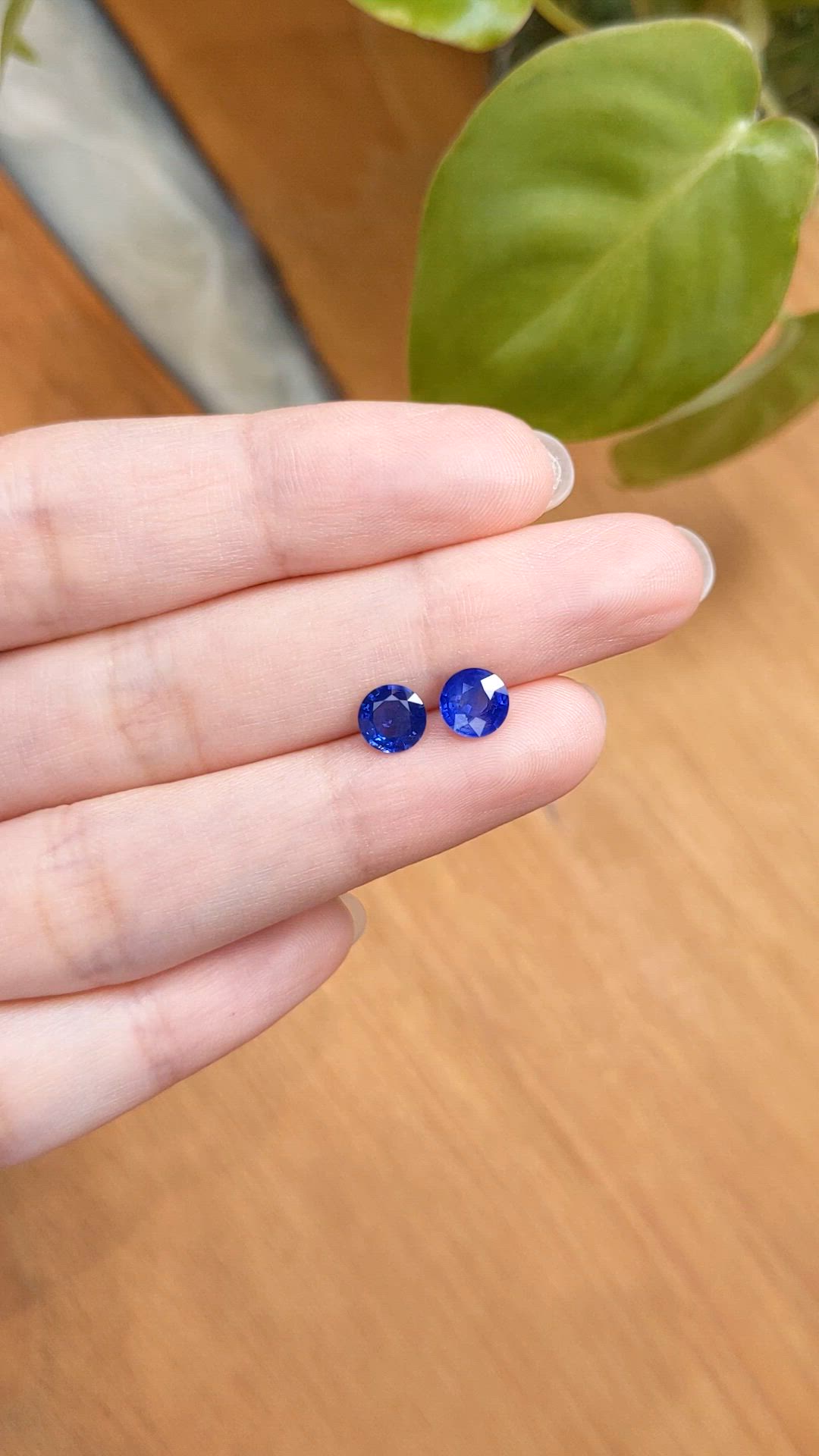 1.99 Ct.Tw.Total Carat Weight Blue Sapphire Pair from Ceylon (Sri Lanka) Size Video