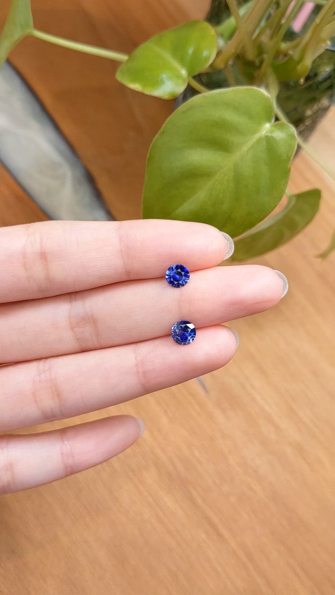 1.68&nbsp;Ct.Tw.Total Carat Weight Blue Sapphire Pair from Ceylon (Sri Lanka) Size Video