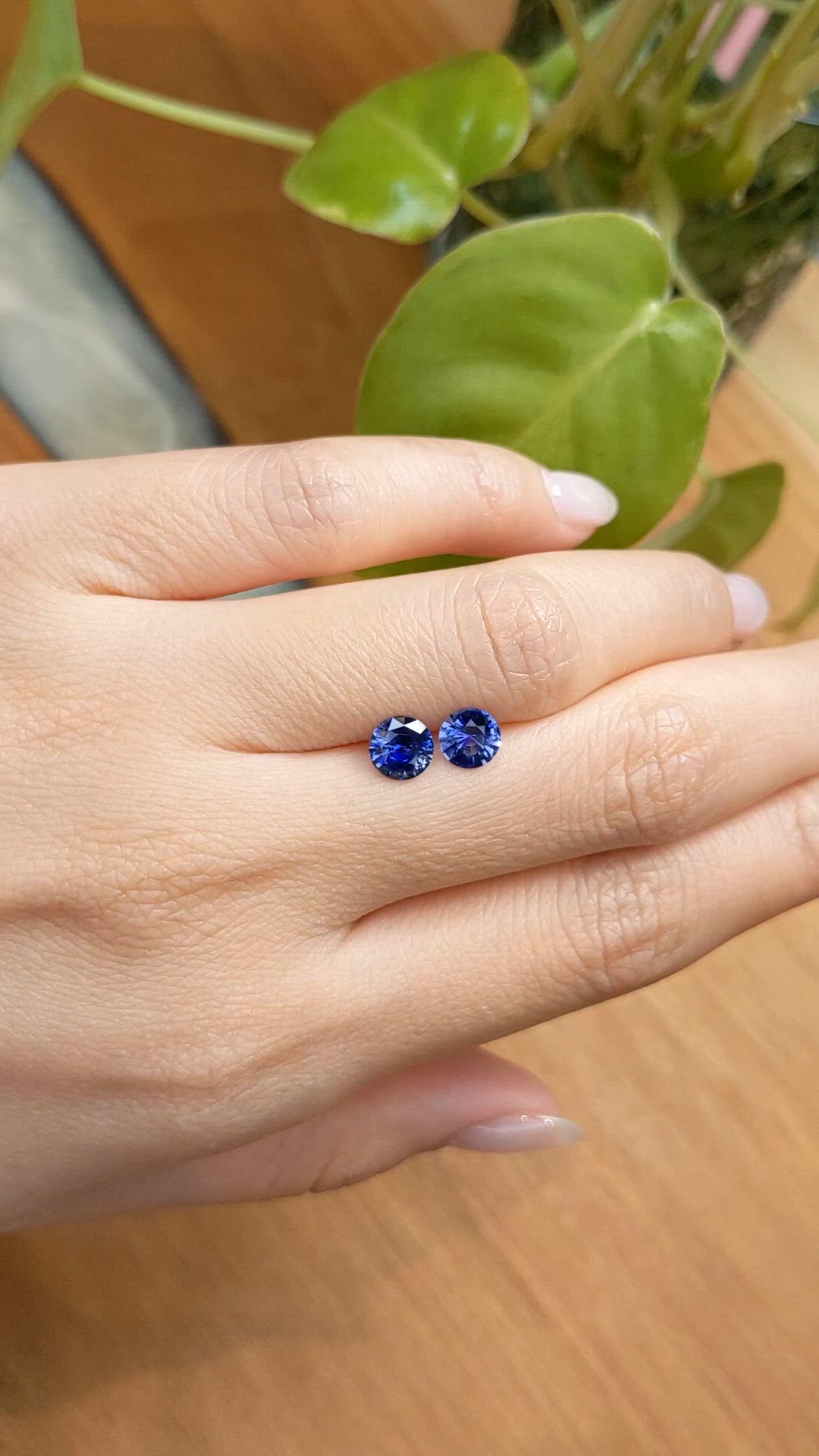 1.68&nbsp;Ct.Tw.Total Carat Weight Blue Sapphire Pair from Ceylon (Sri Lanka) Size Video