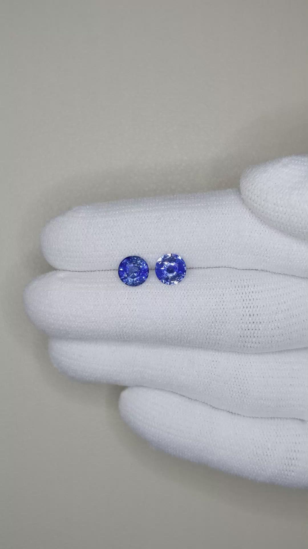 1.77&nbsp;Ct.Tw.Total Carat Weight Blue Sapphire Pair from Ceylon (Sri Lanka) Size Video
