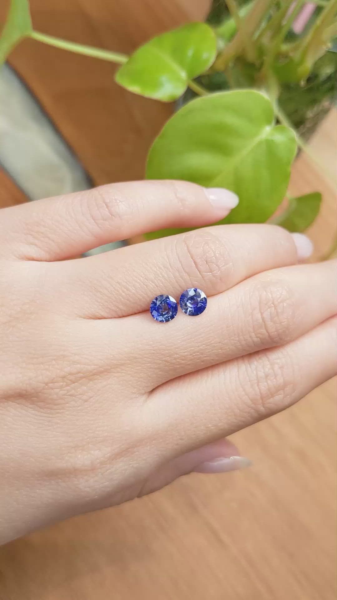 1.77&nbsp;Ct.Tw.Total Carat Weight Blue Sapphire Pair from Ceylon (Sri Lanka) Size Video