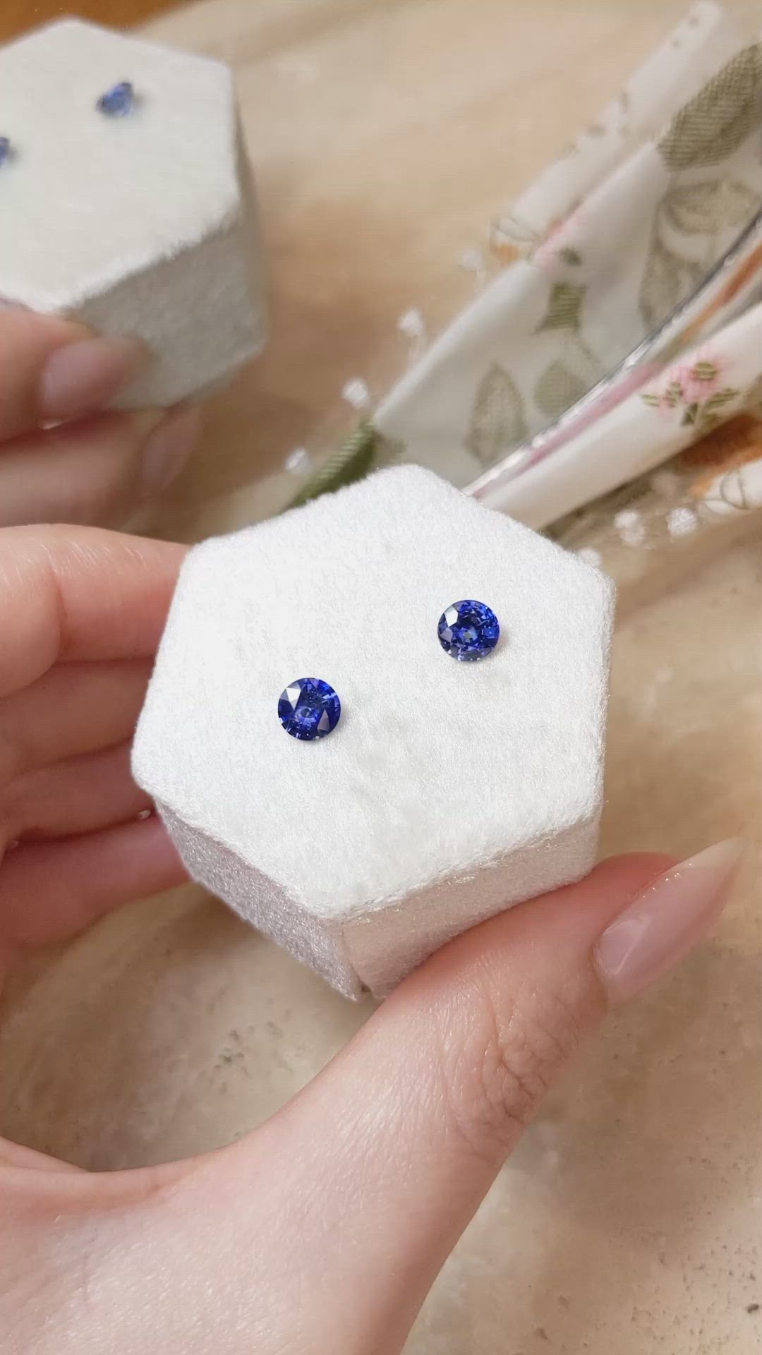 1.76 Ct.Tw.Total Carat Weight Blue Sapphire Pair from Ceylon (Sri Lanka) Size Video