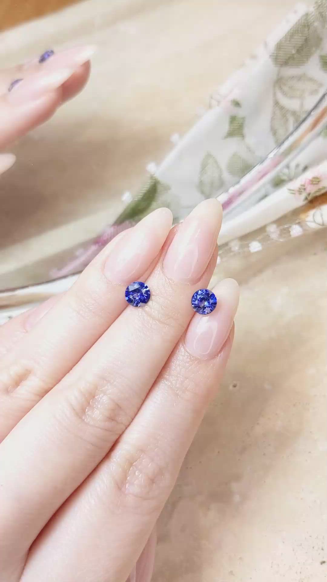 1.76 Ct.Tw.Total Carat Weight Blue Sapphire Pair from Ceylon (Sri Lanka) Size Video