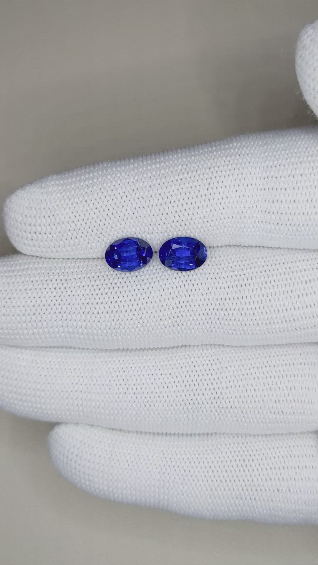 3.69 Ct.Tw.Total Carat Weight Blue Sapphire Pair from Ceylon (Sri Lanka) Size Video