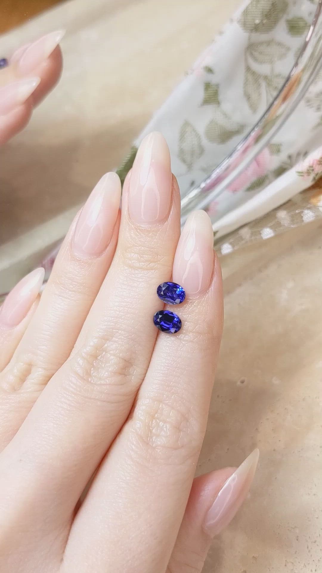 1.77&nbsp;Ct.Tw.Total Carat Weight Blue Sapphire Pair from Ceylon (Sri Lanka) Size Video