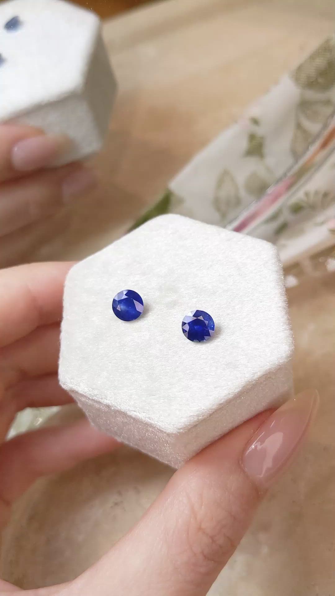 2.01 Ct.Tw.Total Carat Weight Blue Sapphire Pair from Ceylon (Sri Lanka) Size Video