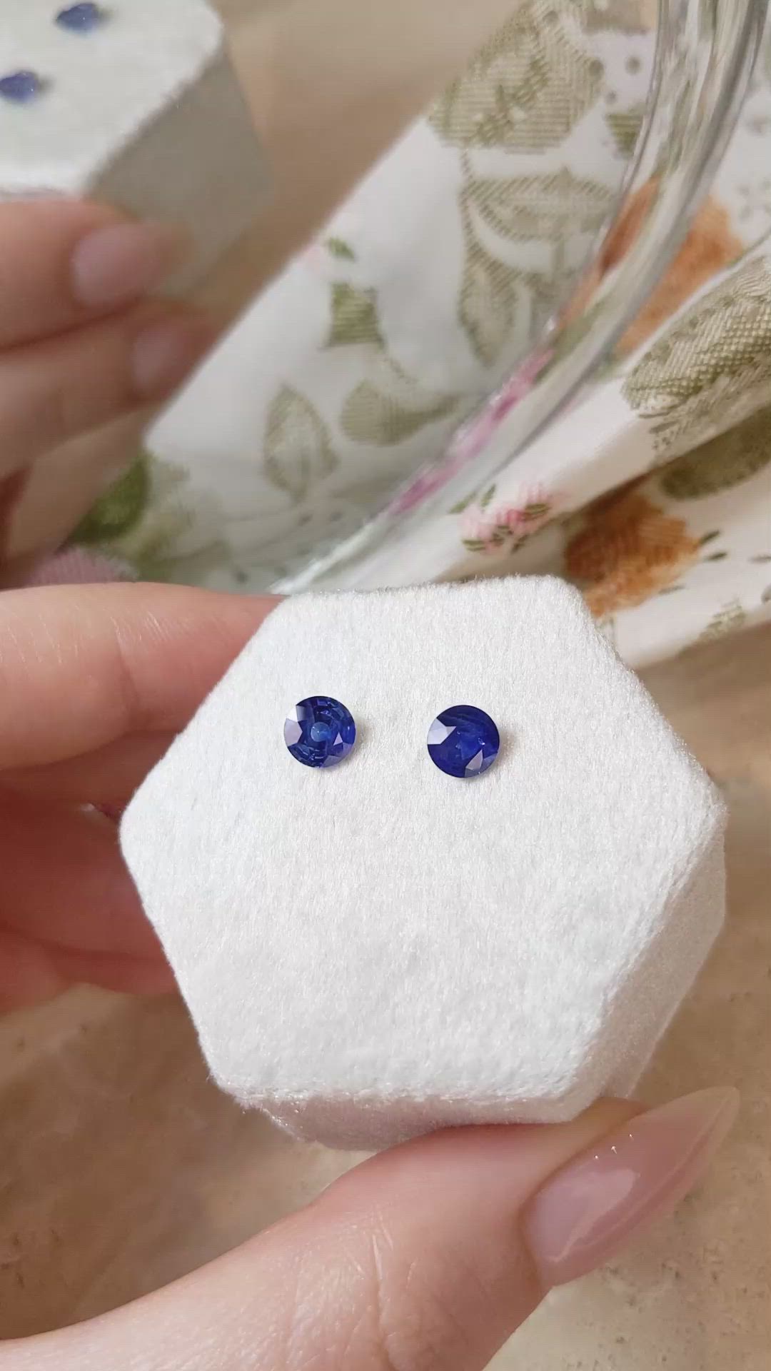1.93 Ct.Tw.Total Carat Weight Blue Sapphire Pair from Ceylon (Sri Lanka) Size Video