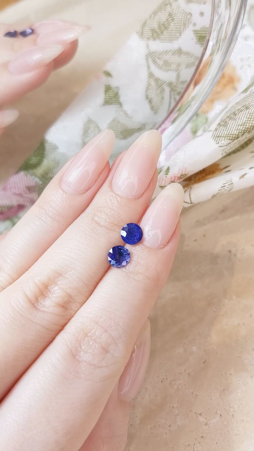 1.93 Ct.Tw.Total Carat Weight Blue Sapphire Pair from Ceylon (Sri Lanka) Size Video