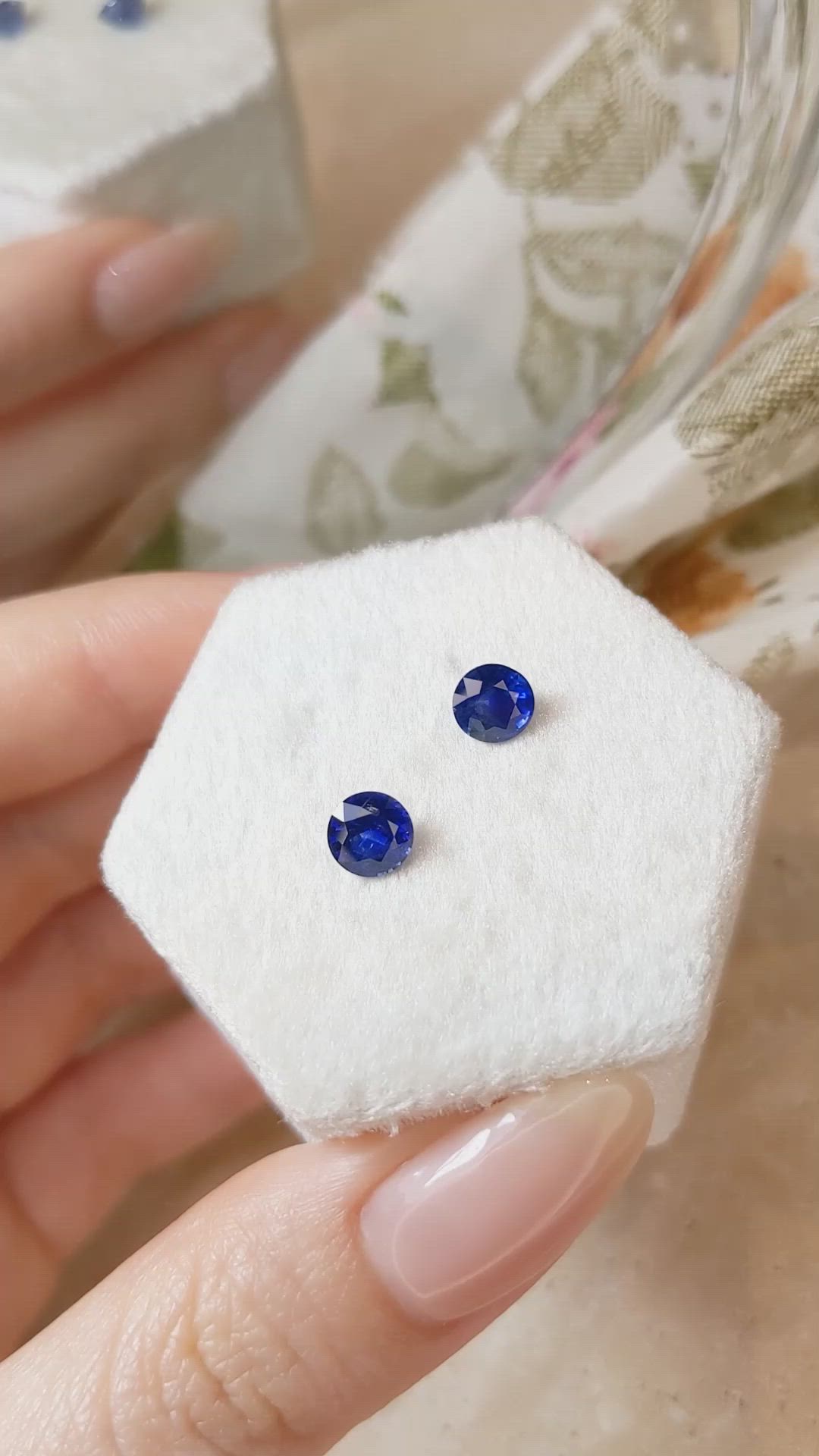1.99 Ct.Tw.Total Carat Weight Blue Sapphire Pair from Ceylon (Sri Lanka) Size Video
